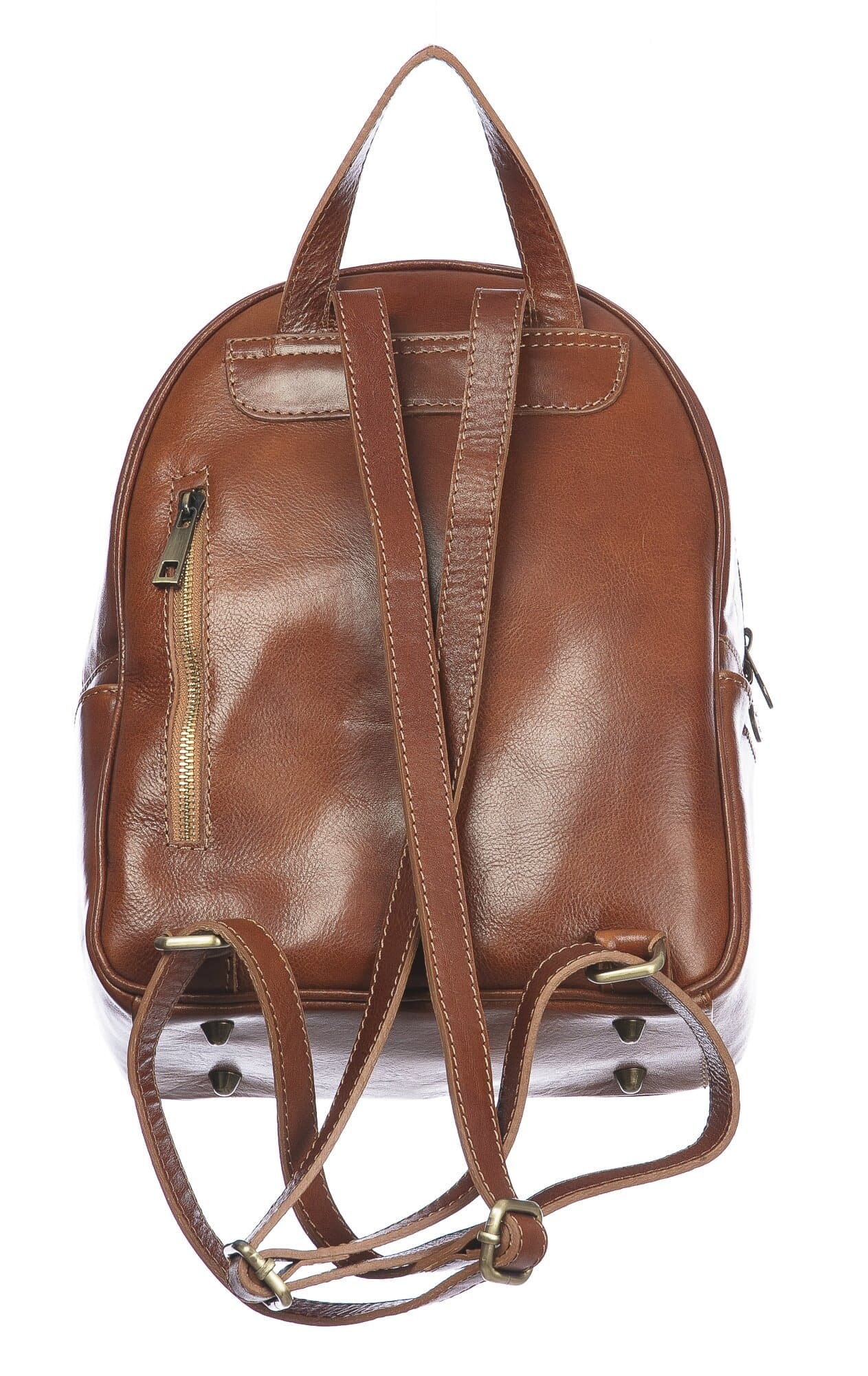 Borsa zaino donna in vera pelle MONTE VISO, colore MIELE/CUOIO, CHIAROSCURO, MADE IN ITALY