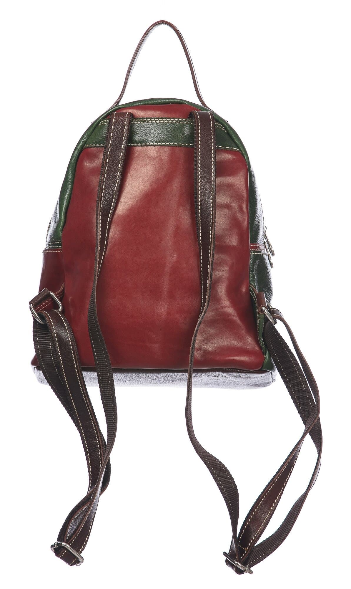 Borsa zaino donna in vera pelle MONTE FALORIA, TRICOLORE BANDIERA ITALIANA, colore VERDE/BIANCO/ROSSO, CHIAROSCURO, MADE IN ITALY