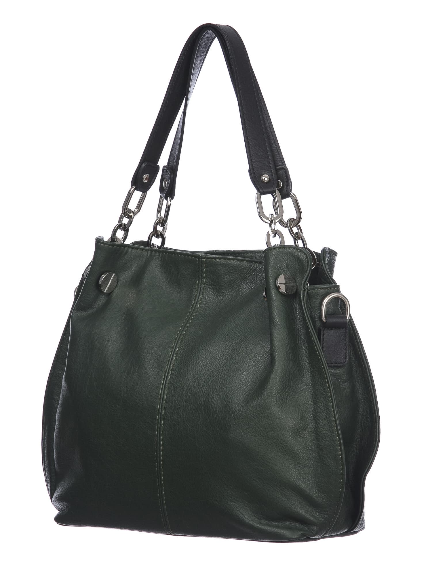 Borsa donna in vera pelle ADELINA, colore VERDE,CHIARO SCURO, MADE IN ITALY