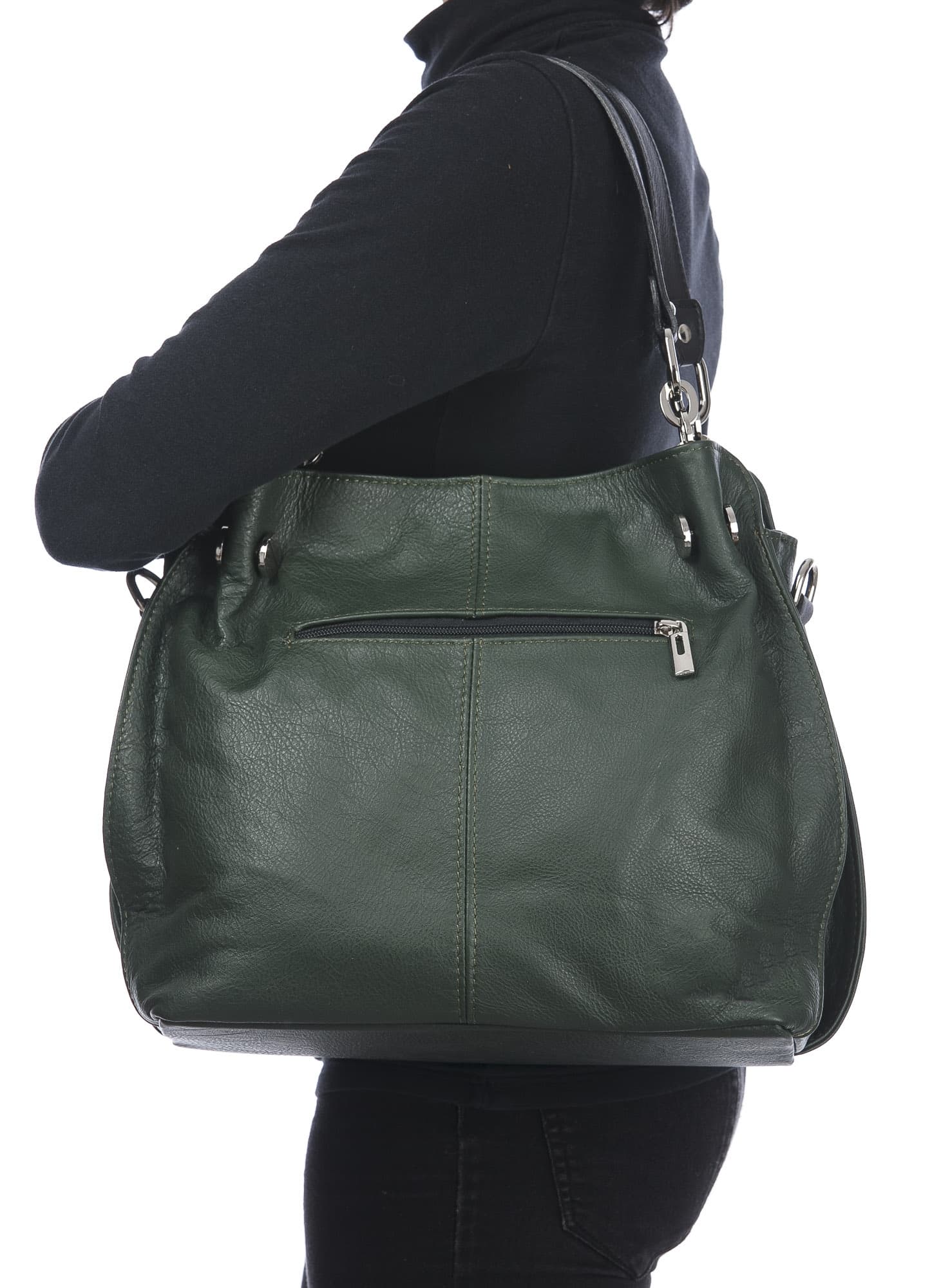 Borsa donna in vera pelle ADELINA, colore VERDE,CHIARO SCURO, MADE IN ITALY