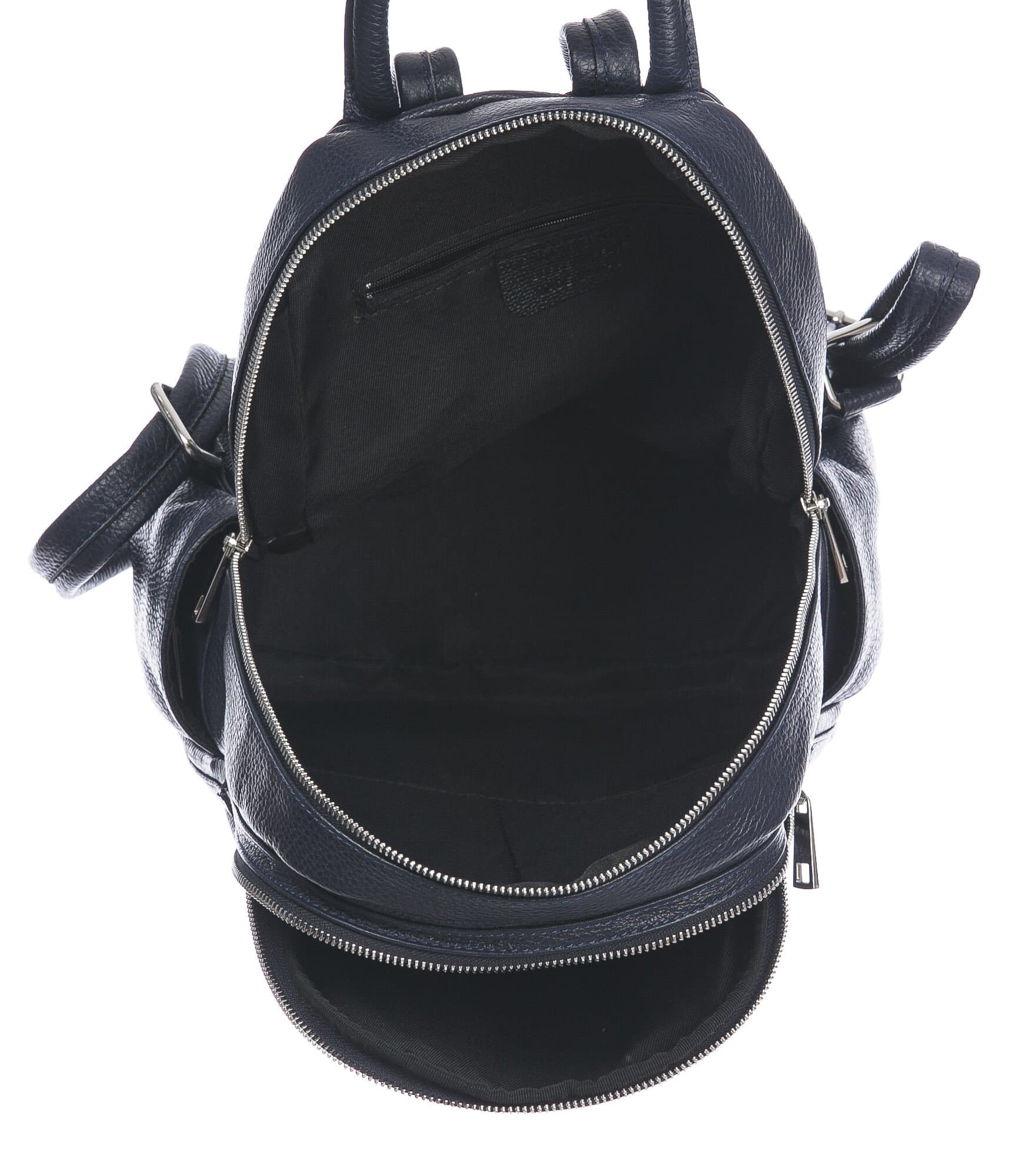 Borsa zaino donna in vera pelle MONTE VELINO, colore BLU, CHIAROSCURO, MADE IN ITALY