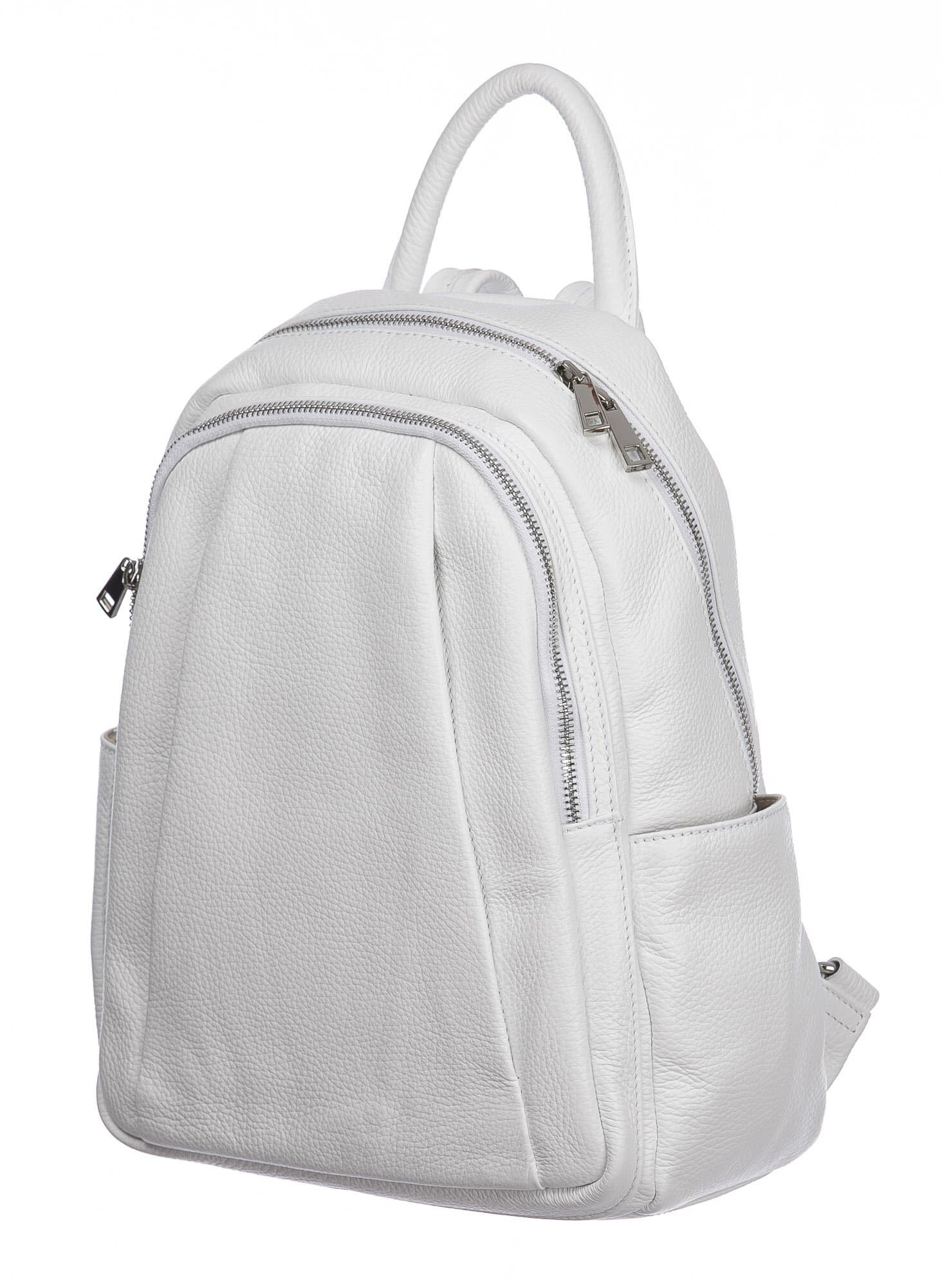 Borsa zaino donna in vera pelle MONTE VELINO, colore BIANCO, CHIAROSCURO, MADE IN ITALY