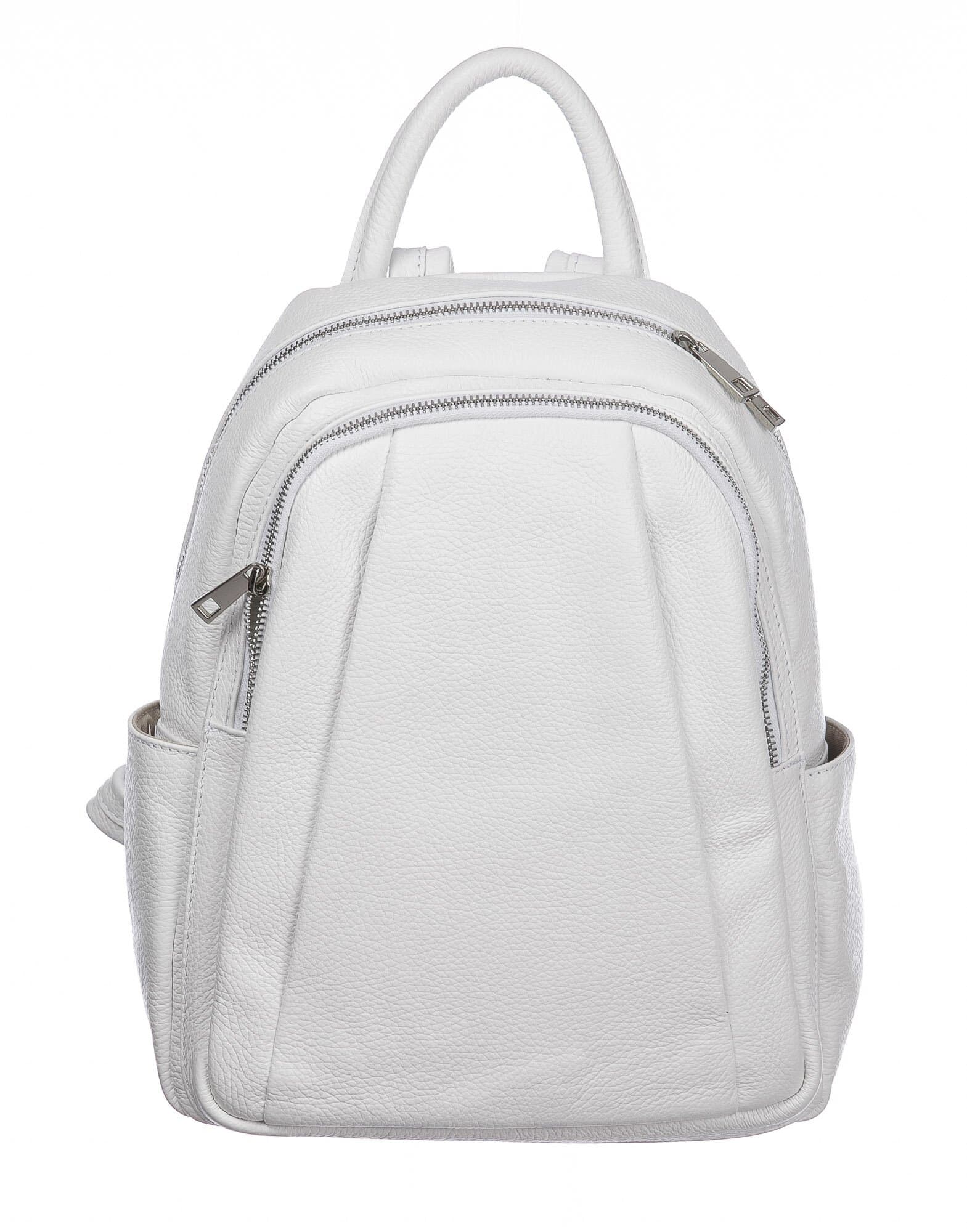 Borsa zaino donna in vera pelle MONTE VELINO, colore BIANCO, CHIAROSCURO, MADE IN ITALY