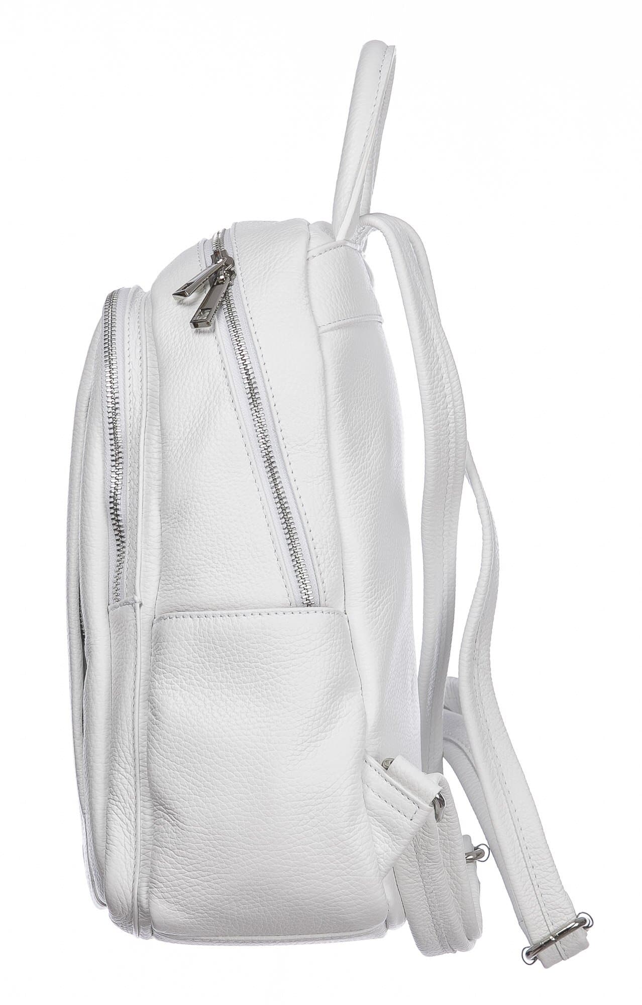Borsa zaino donna in vera pelle MONTE VELINO, colore BIANCO, CHIAROSCURO, MADE IN ITALY