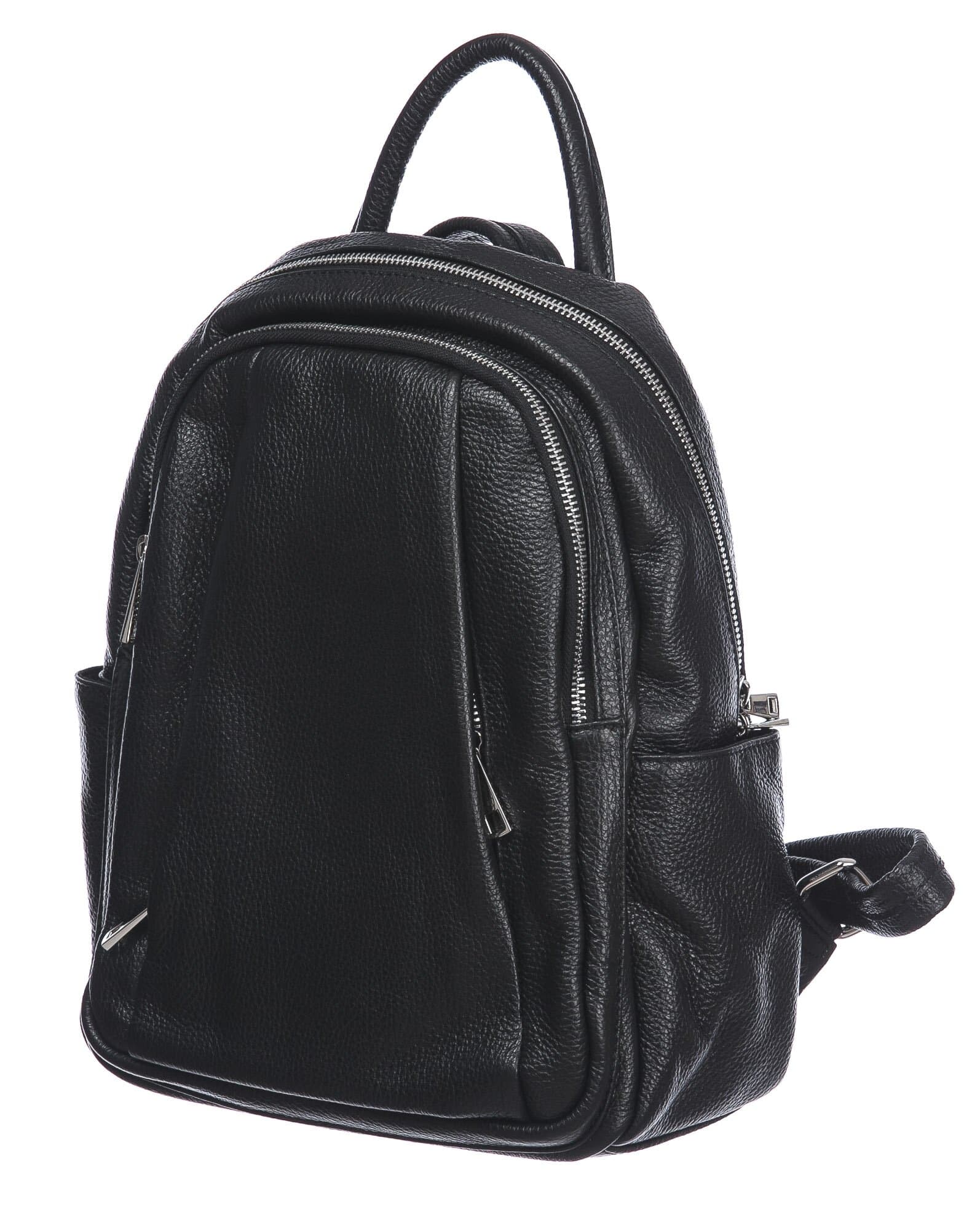 Borsa zaino donna in vera pelle MONTE VELINO, colore NERO, CHIAROSCURO, MADE IN ITALY