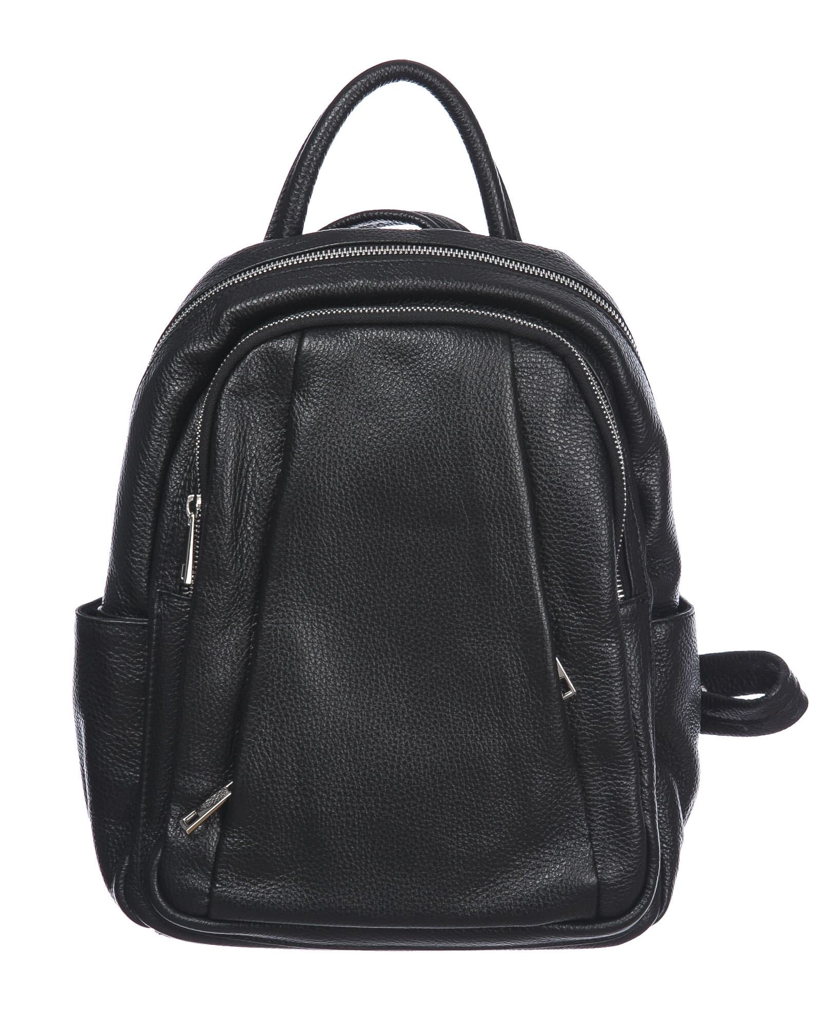 Borsa zaino donna in vera pelle MONTE VELINO, colore NERO, CHIAROSCURO, MADE IN ITALY
