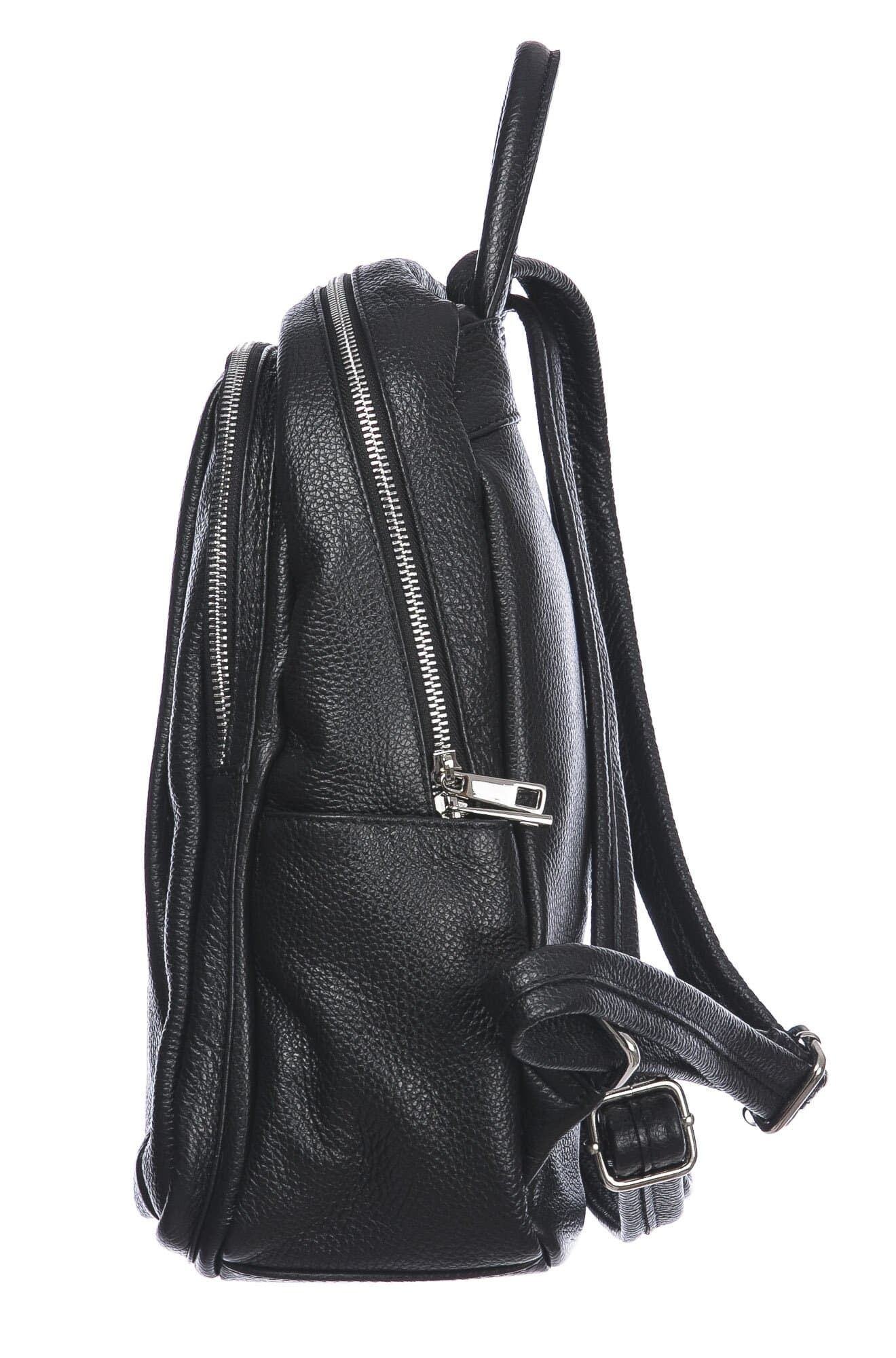 Borsa zaino donna in vera pelle MONTE VELINO, colore NERO, CHIAROSCURO, MADE IN ITALY