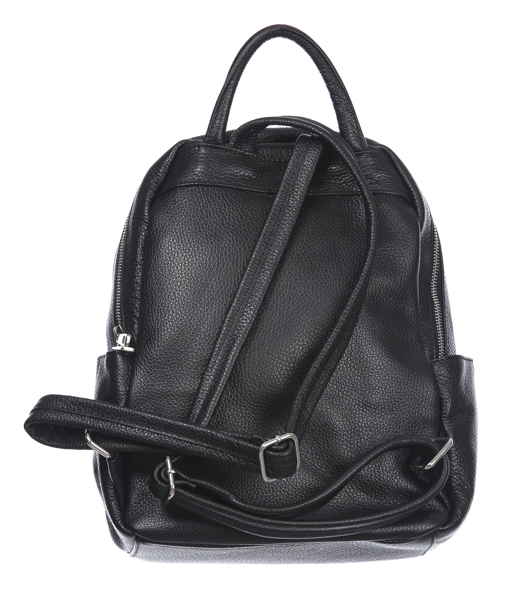 Borsa zaino donna in vera pelle MONTE VELINO, colore NERO, CHIAROSCURO, MADE IN ITALY