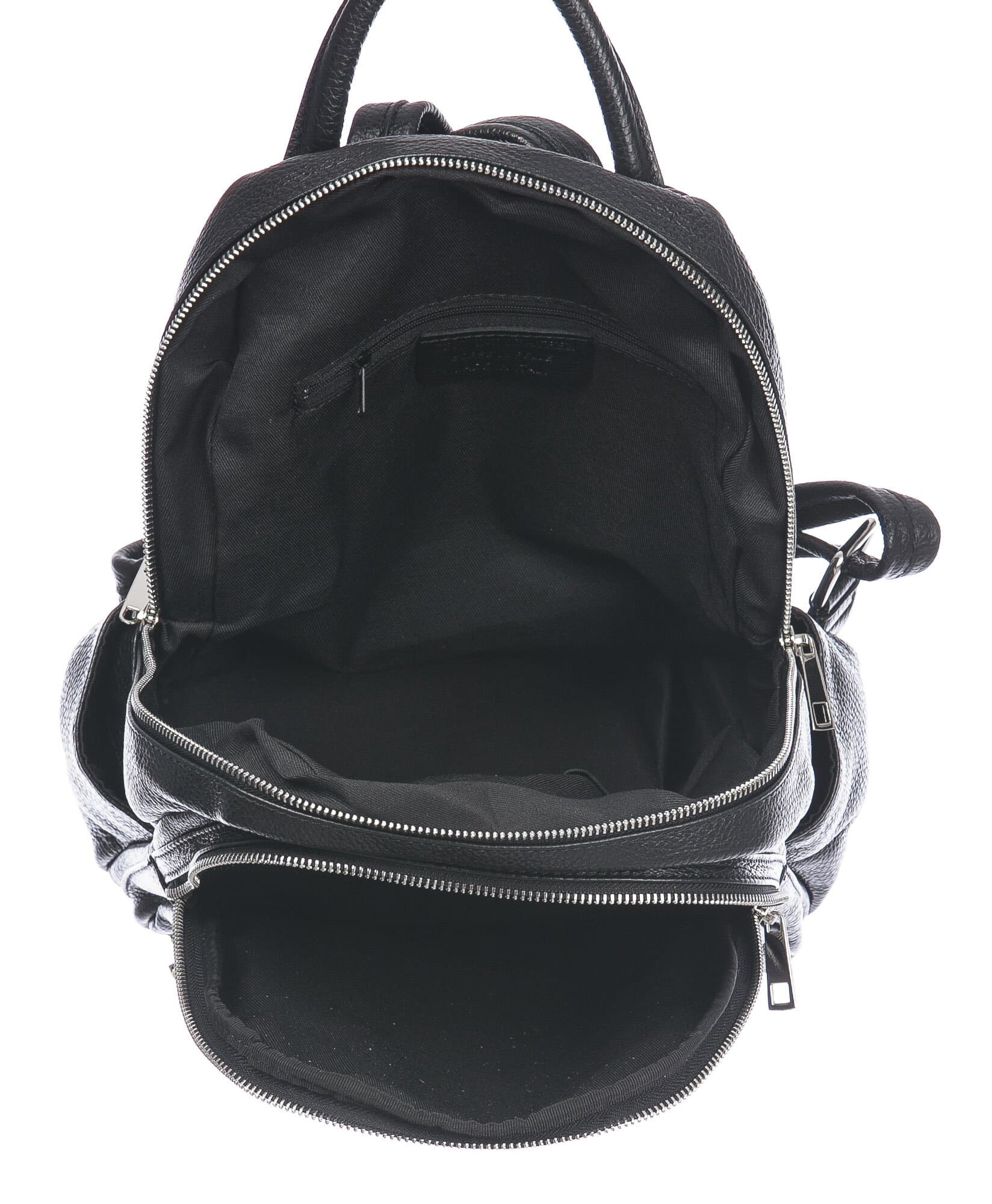 Borsa zaino donna in vera pelle MONTE VELINO, colore NERO, CHIAROSCURO, MADE IN ITALY