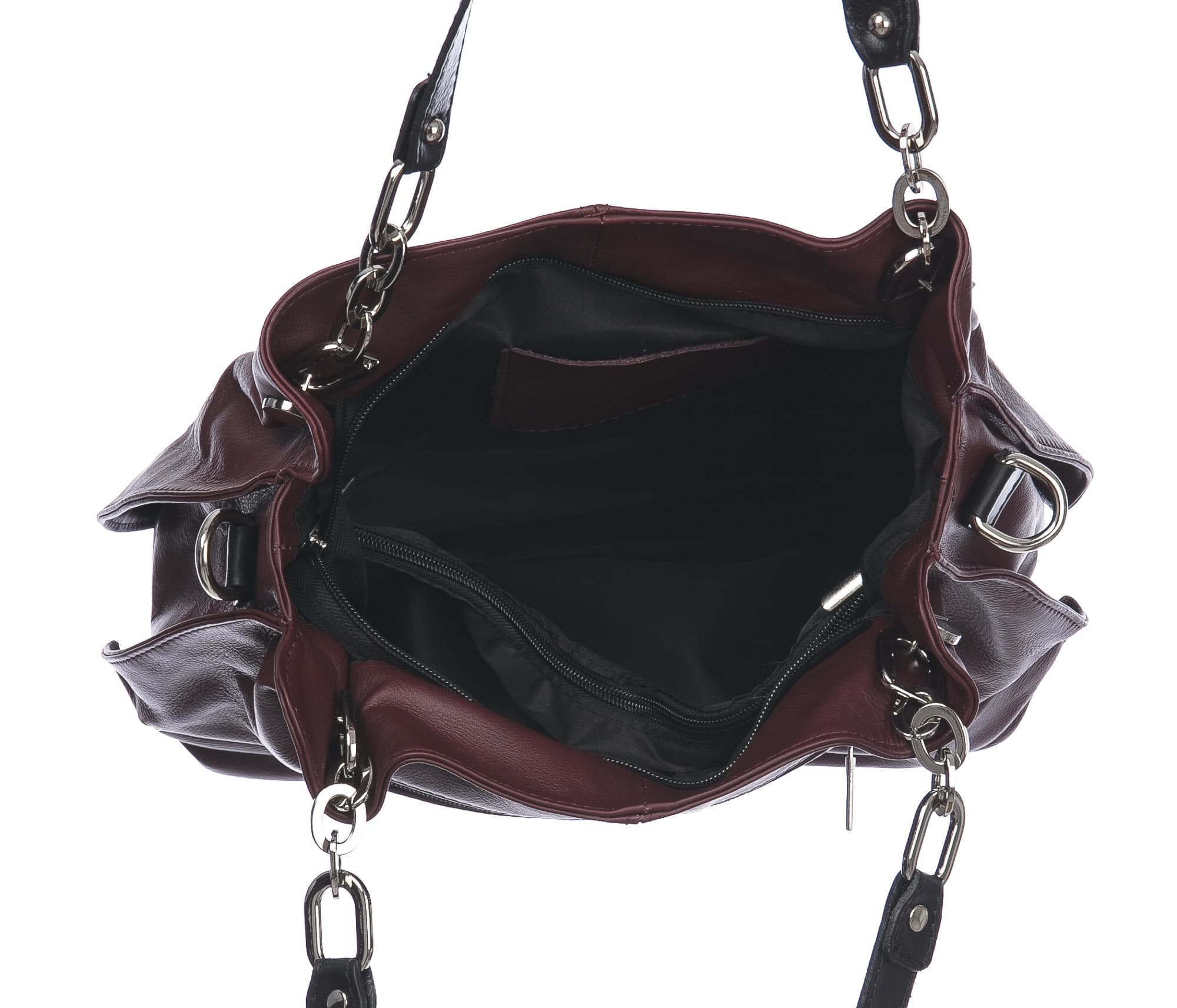 Borsa donna in vera pelle ADELINA, colore BORDEAUX,CHIARO SCURO, MADE IN ITALY