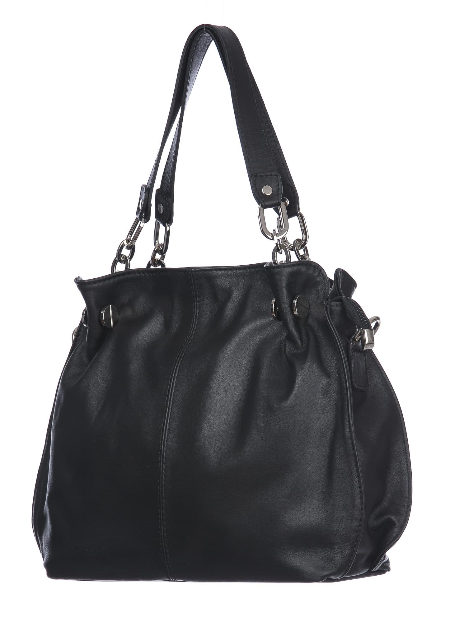 Borsa donna in vera pelle ADELINA, colore NERO,CHIARO SCURO, MADE IN ITALY