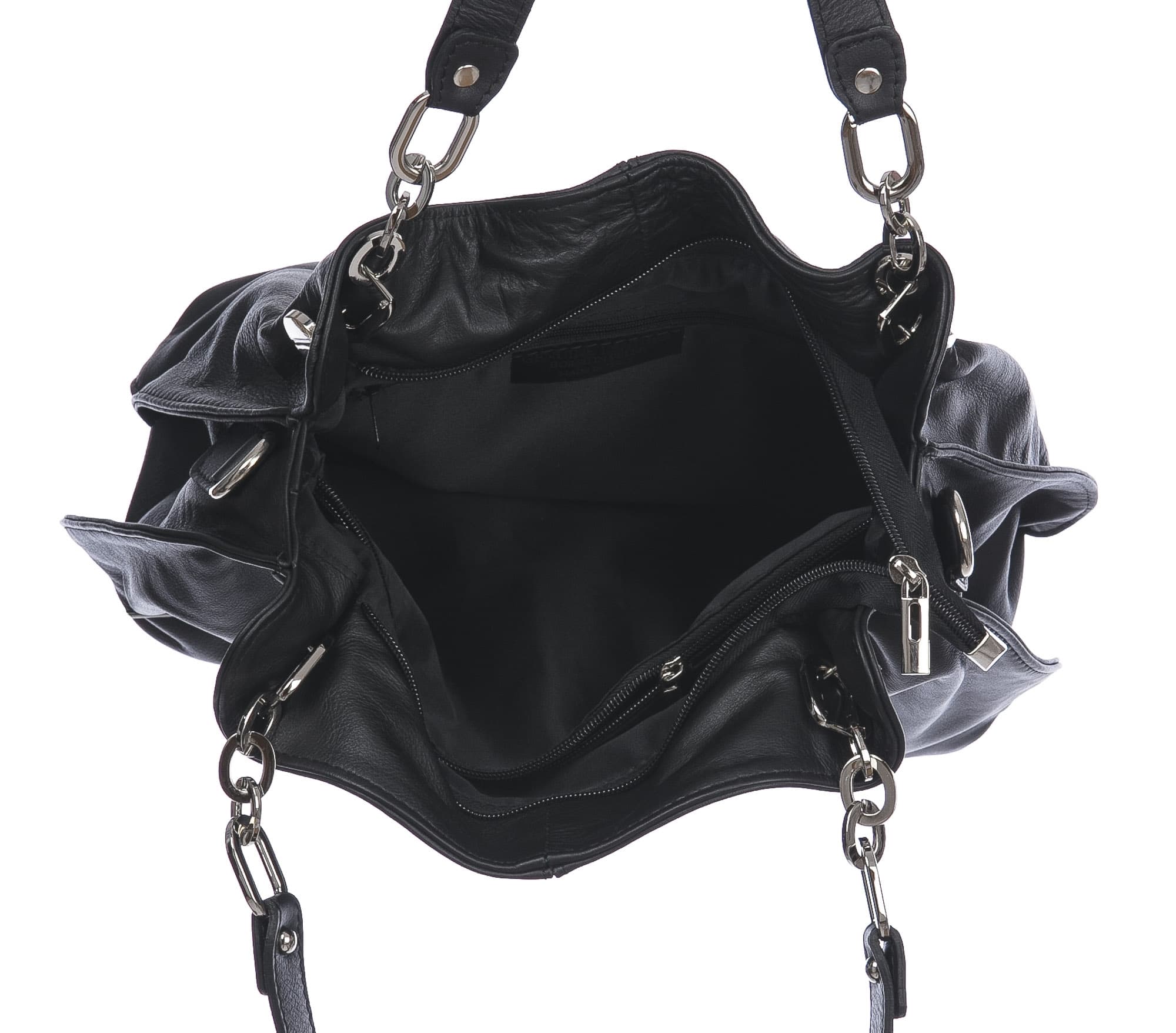 Borsa donna in vera pelle ADELINA, colore NERO,CHIARO SCURO, MADE IN ITALY