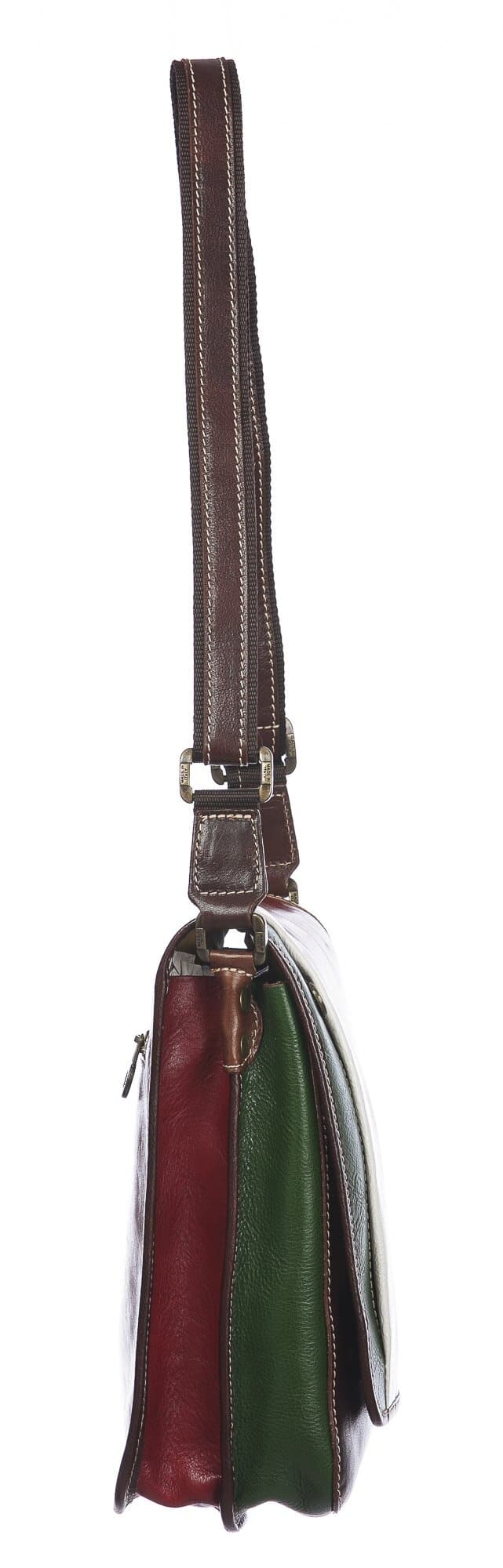 Tracolla uomo in vera pelle SAMUELE, TRICOLORE BANDIERA ITALIANA, colore VERDE/BIANCO/ROSSO, CHIAROSCURO, MADE IN ITALY