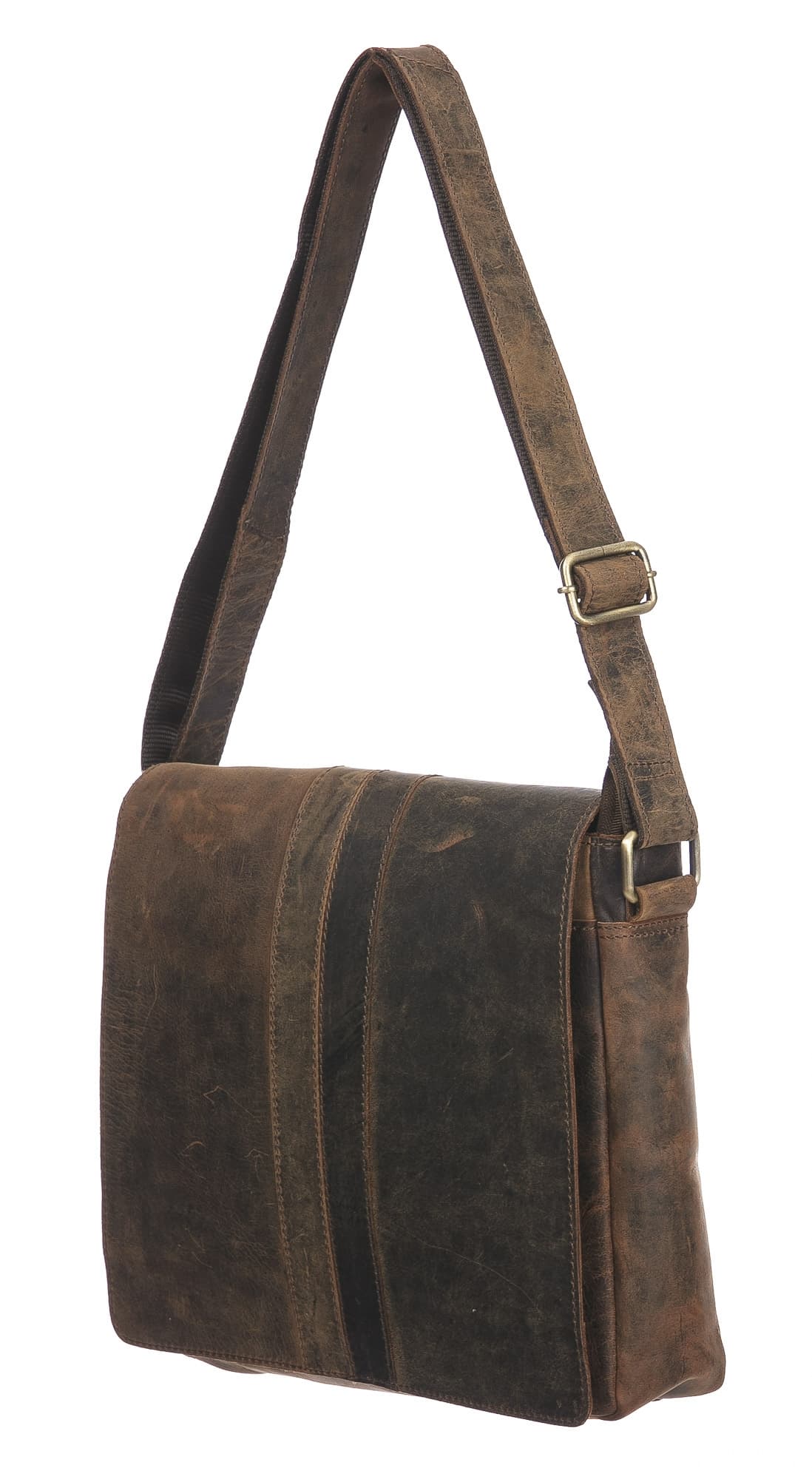 Borsa a tracolla da uomo in vera pelle nabuk NOAH, colore MARRONE, CHIAROSCURO, MADE IN ITALY