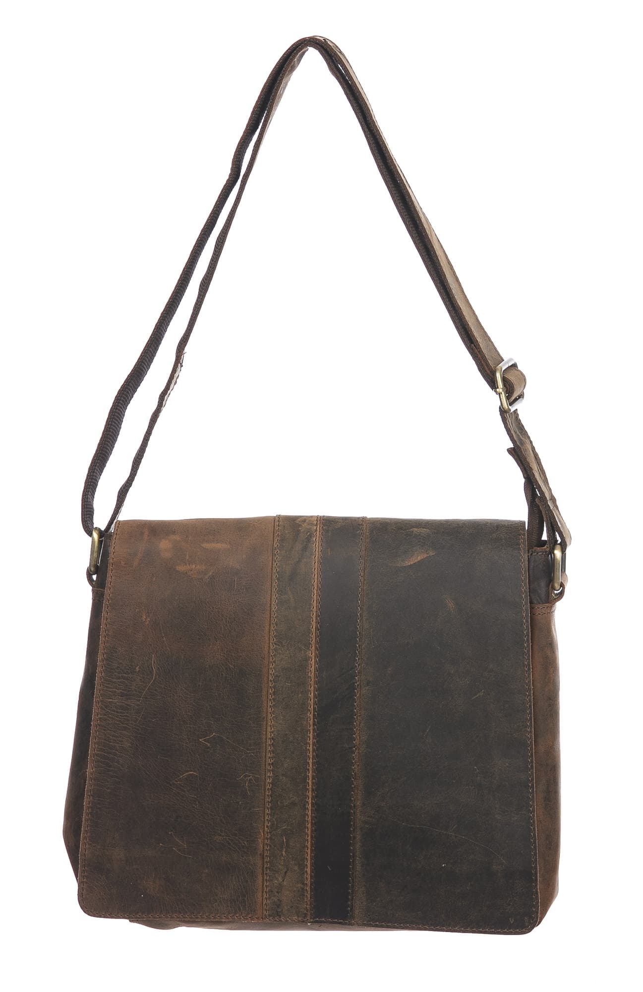 Borsa a tracolla da uomo in vera pelle nabuk NOAH, colore MARRONE, CHIAROSCURO, MADE IN ITALY