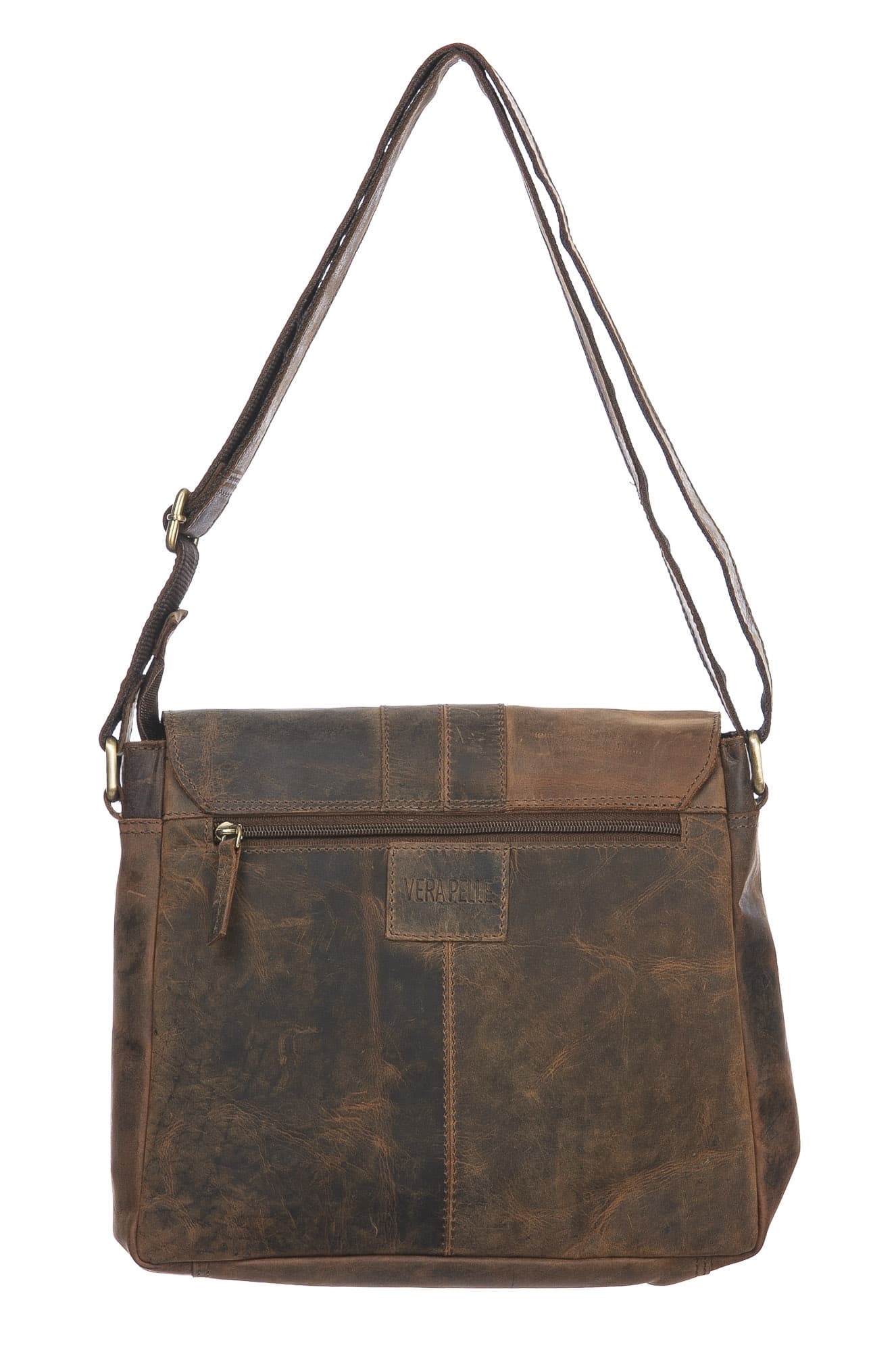 Borsa a tracolla da uomo in vera pelle nabuk NOAH, colore MARRONE, CHIAROSCURO, MADE IN ITALY
