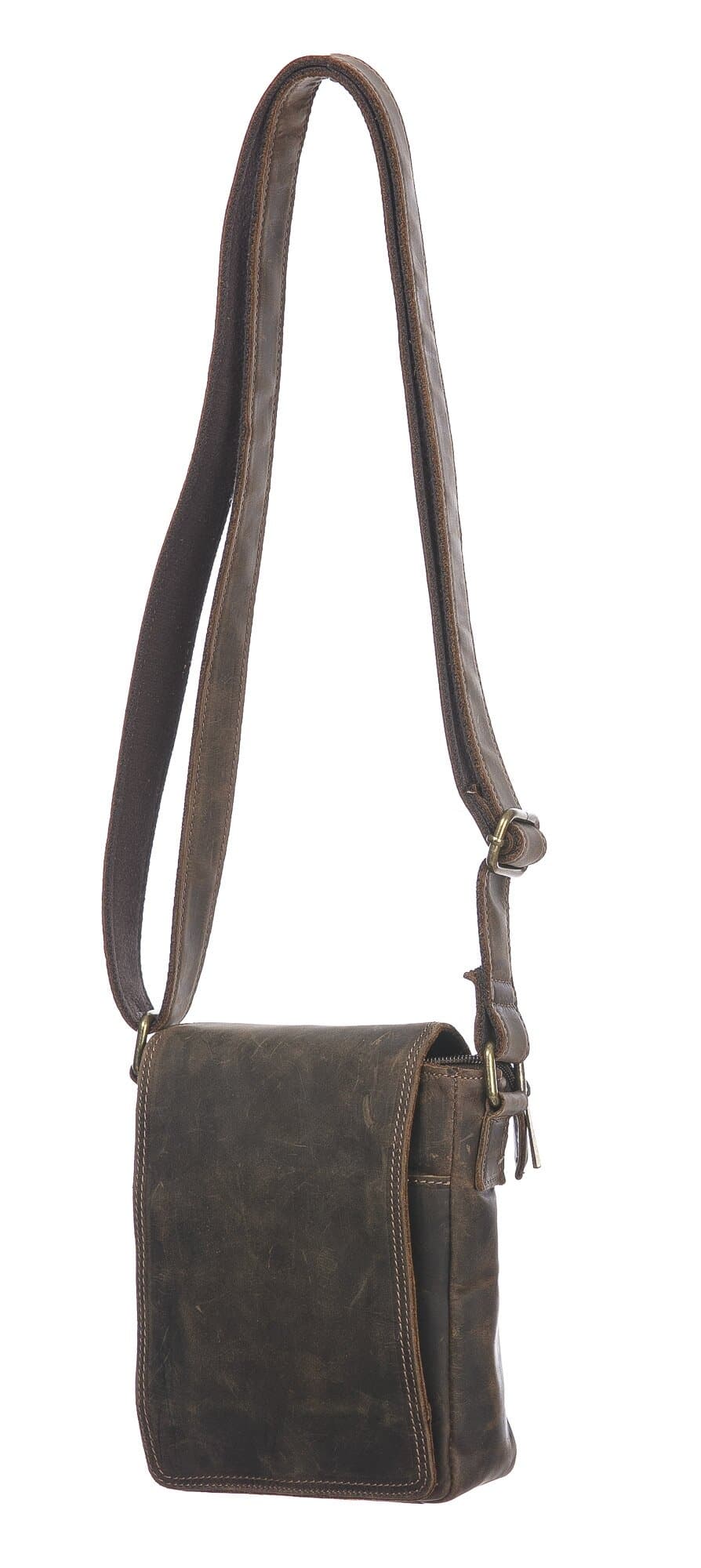 Borsa a tracolla da uomo in vera pelle nabuk CHRISTIAN, colore MARRONE, CHIAROSCURO, MADE IN ITALY