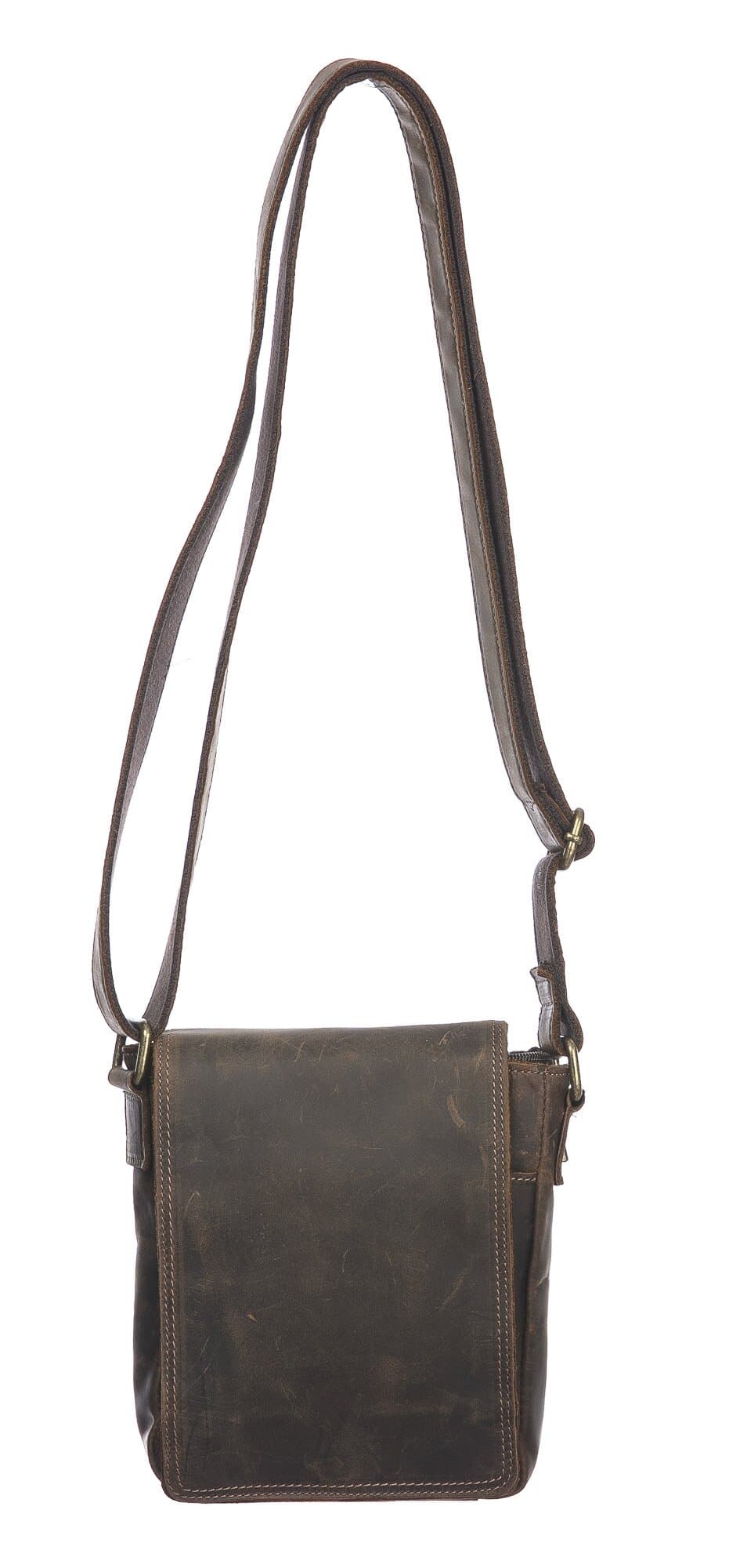 Borsa a tracolla da uomo in vera pelle nabuk CHRISTIAN, colore MARRONE, CHIAROSCURO, MADE IN ITALY