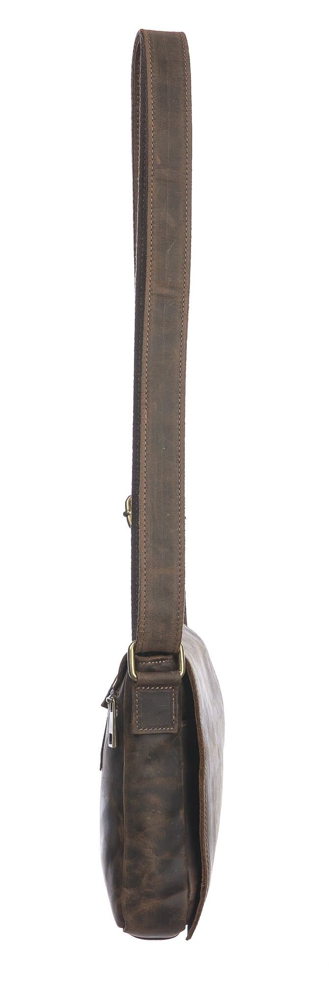 Borsa a tracolla da uomo in vera pelle nabuk CHRISTIAN, colore MARRONE, CHIAROSCURO, MADE IN ITALY