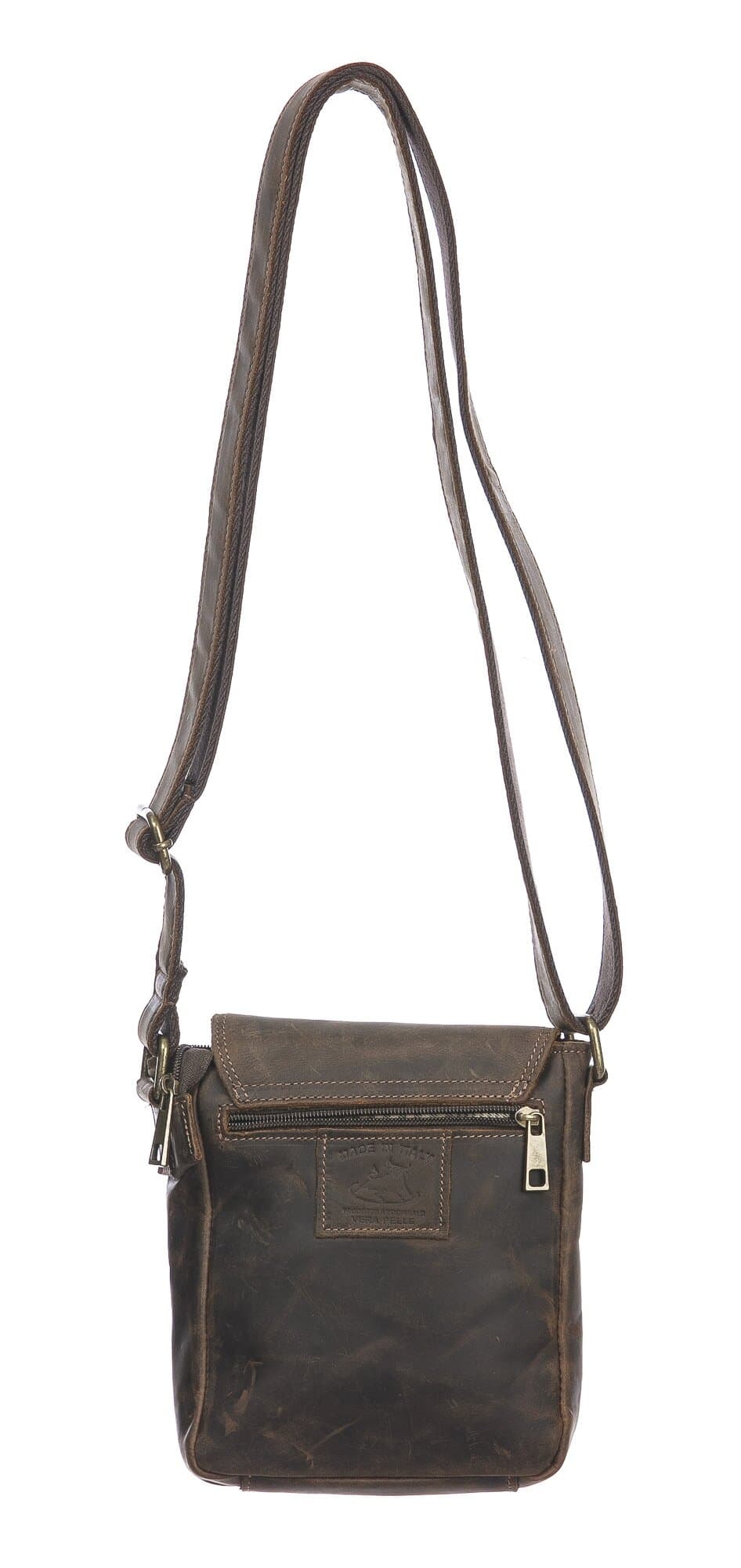 Borsa a tracolla da uomo in vera pelle nabuk CHRISTIAN, colore MARRONE, CHIAROSCURO, MADE IN ITALY
