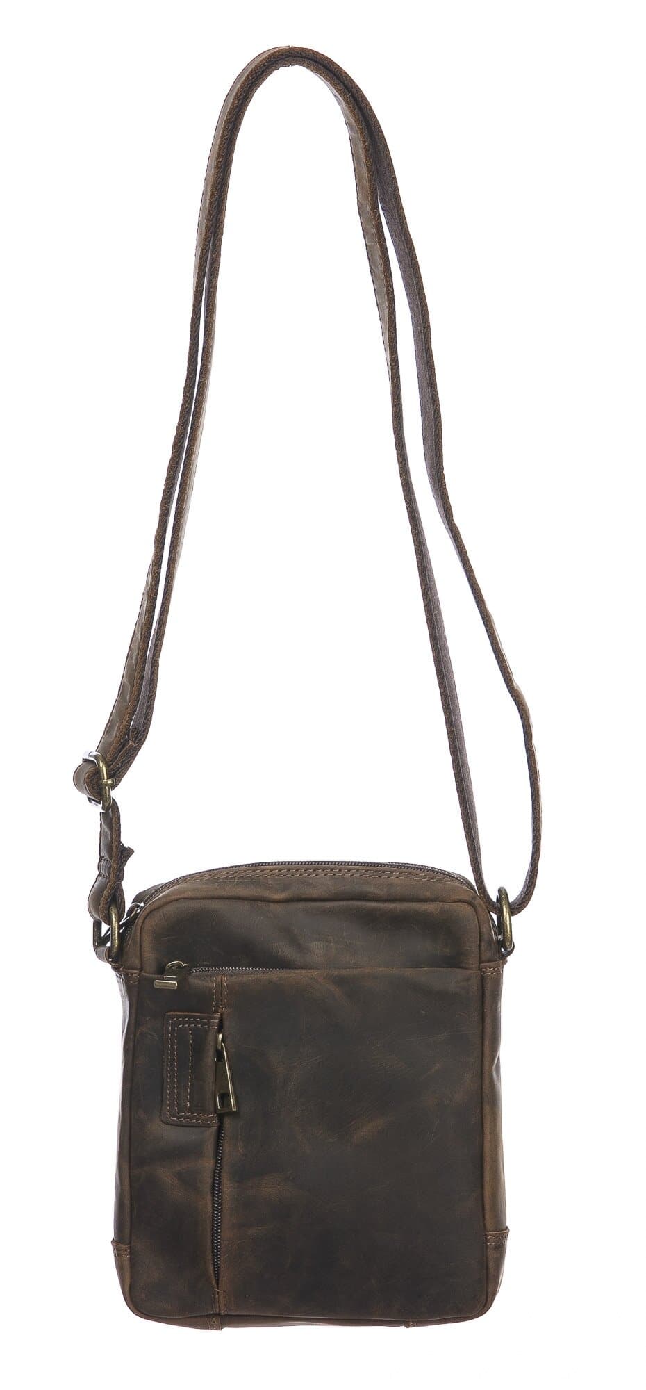 Borsa a tracolla da uomo in vera pelle nabuk NEVIO, colore MARRONE, CHIAROSCURO, MADE IN ITALY