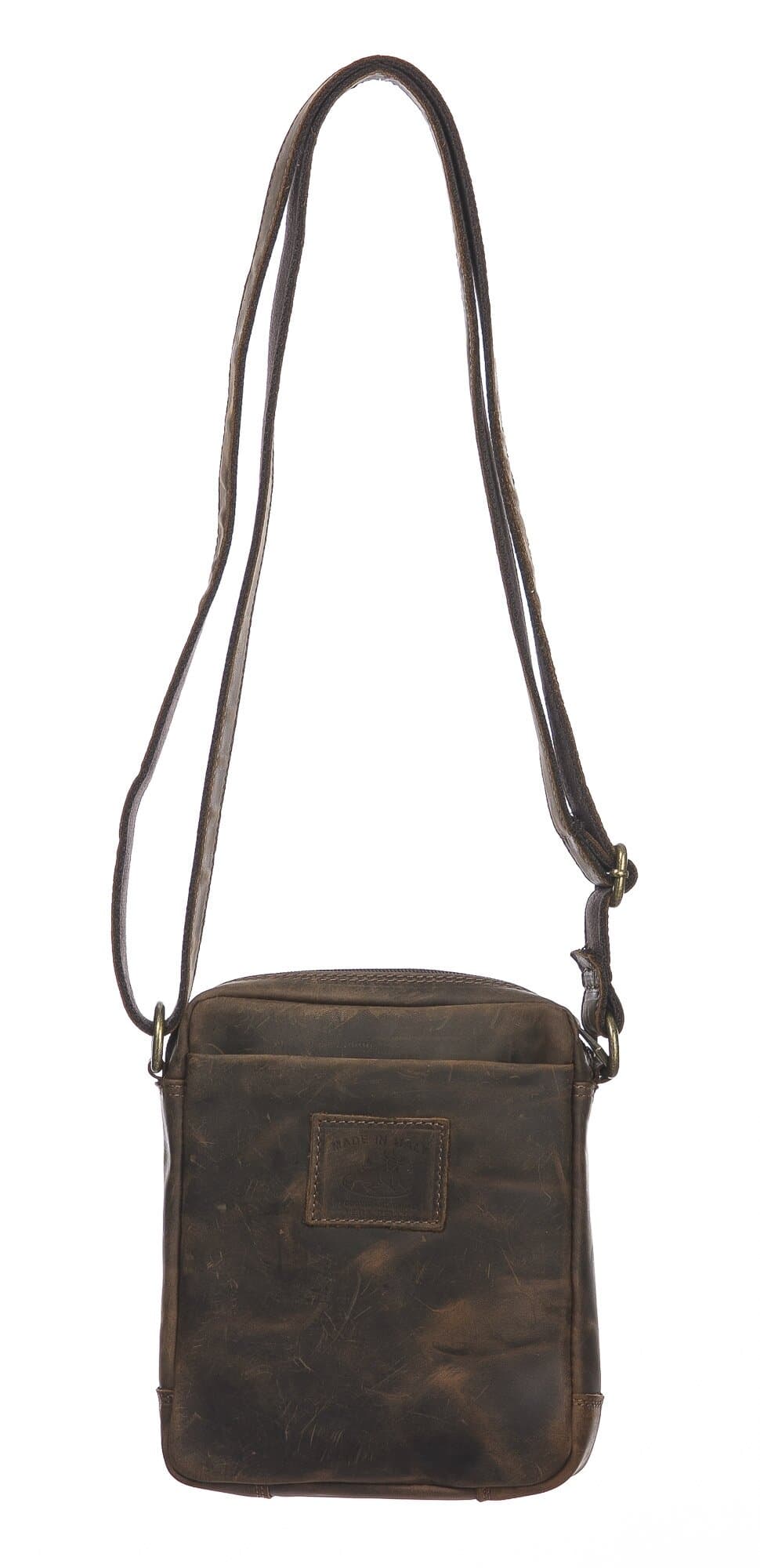 Borsa a tracolla da uomo in vera pelle nabuk NEVIO, colore MARRONE, CHIAROSCURO, MADE IN ITALY