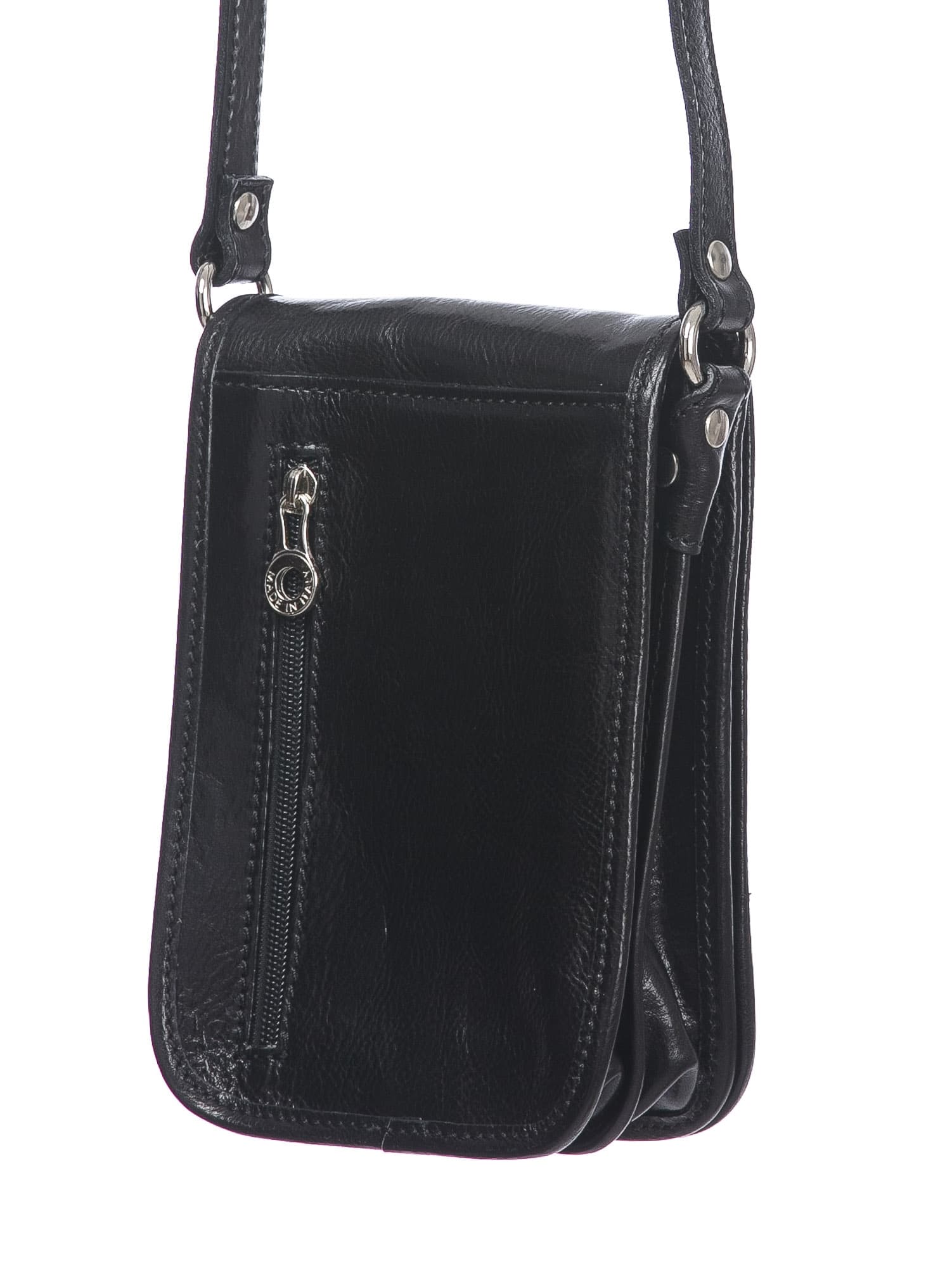 Tracolla uomo in vera pelle MILO, colore NERO, CHIAROSCURO, MADE IN ITALY