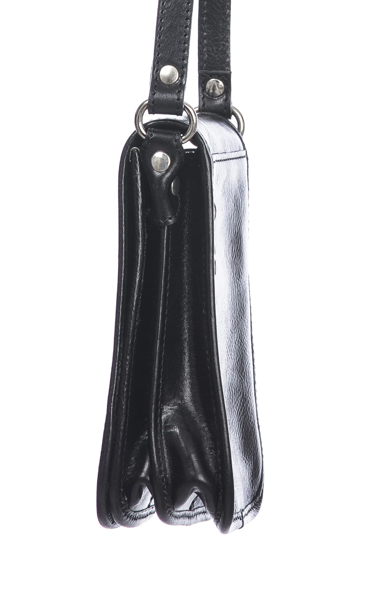 Tracolla uomo in vera pelle MILO, colore NERO, CHIAROSCURO, MADE IN ITALY