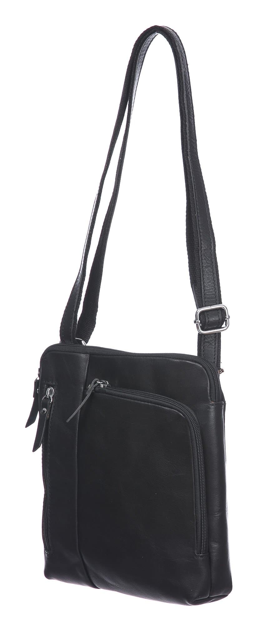 Tracolla uomo in vera pelle FLAVIO, colore NERO, SANTINI, MADE IN ITALY