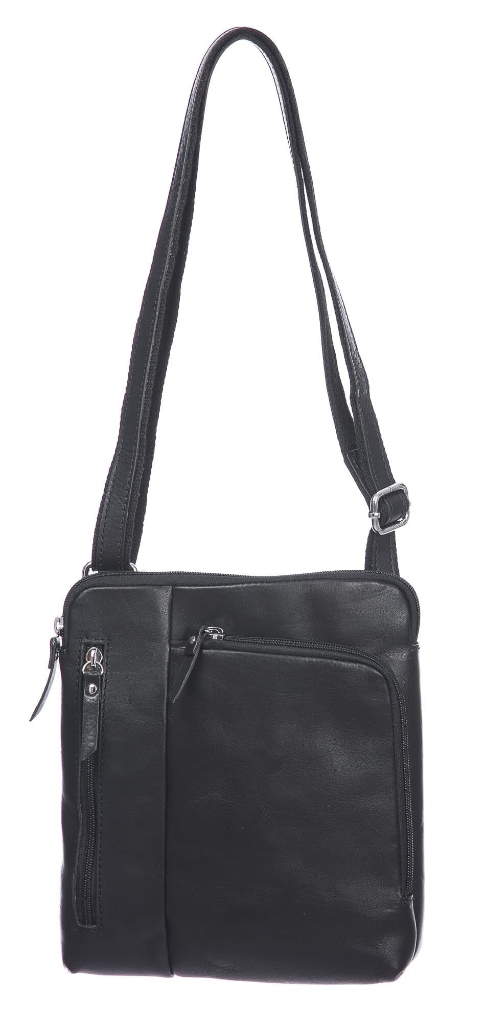 Tracolla uomo in vera pelle FLAVIO, colore NERO, SANTINI, MADE IN ITALY