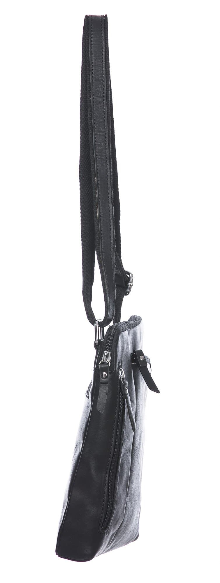 Tracolla uomo in vera pelle FLAVIO, colore NERO, SANTINI, MADE IN ITALY