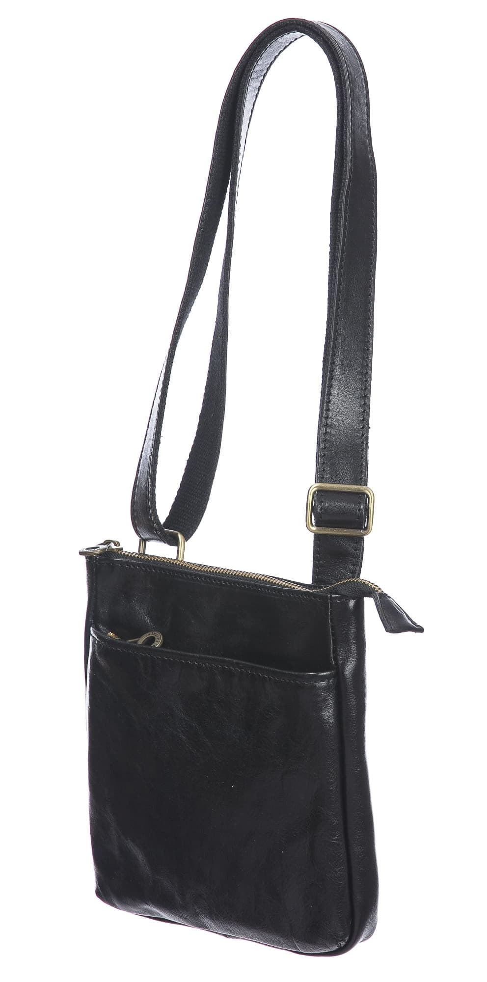 Borsa a tracolla da uomo in vera pelle FABRIZIO, colore NERO, CHIAROSCURO, MADE IN ITALY