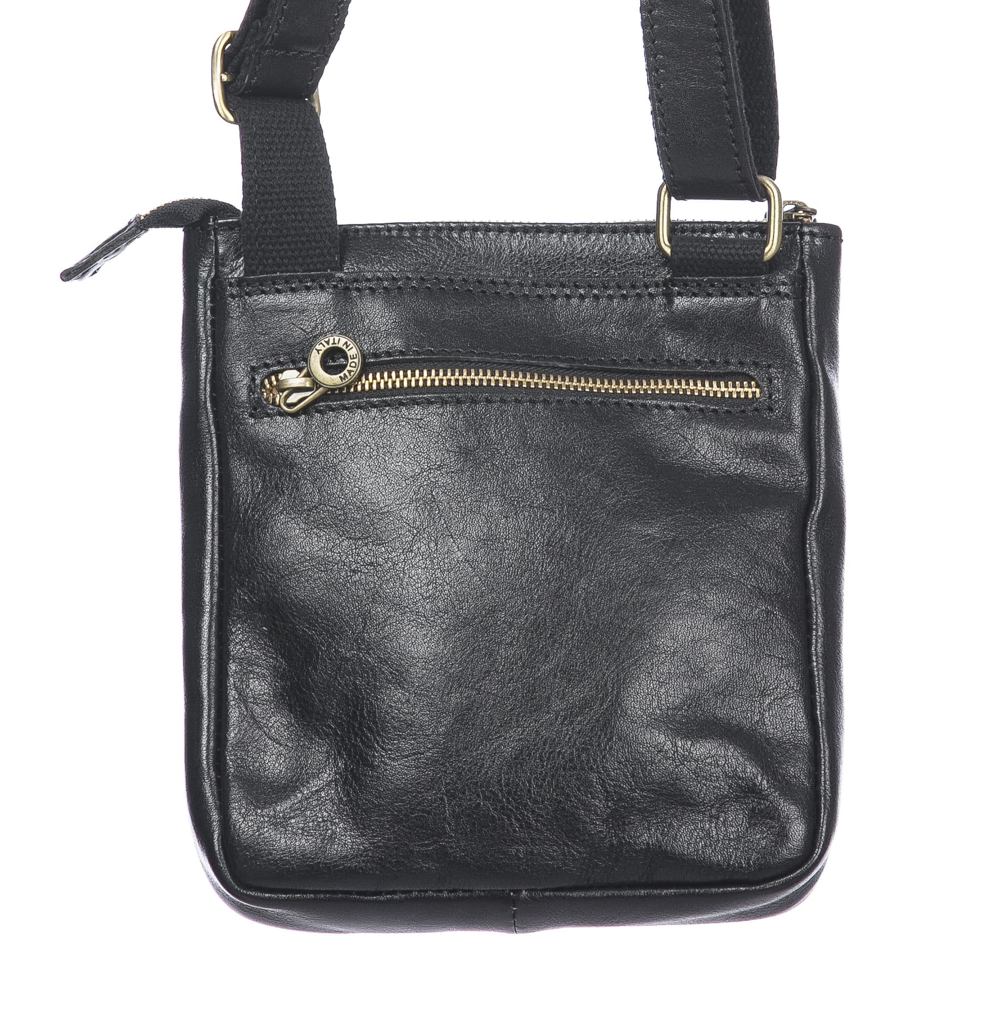 Borsa a tracolla da uomo in vera pelle FABRIZIO, colore NERO, CHIAROSCURO, MADE IN ITALY