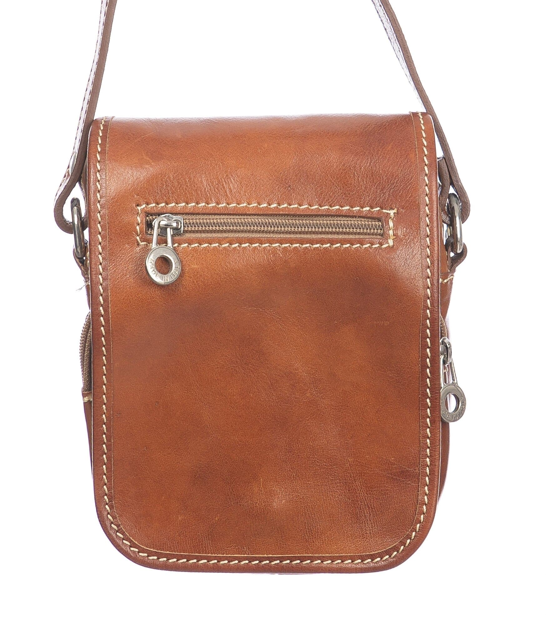 Borsa tracolla uomo in vera pelle morbida LORENZO, colore MIELE, MADE IN ITALY
