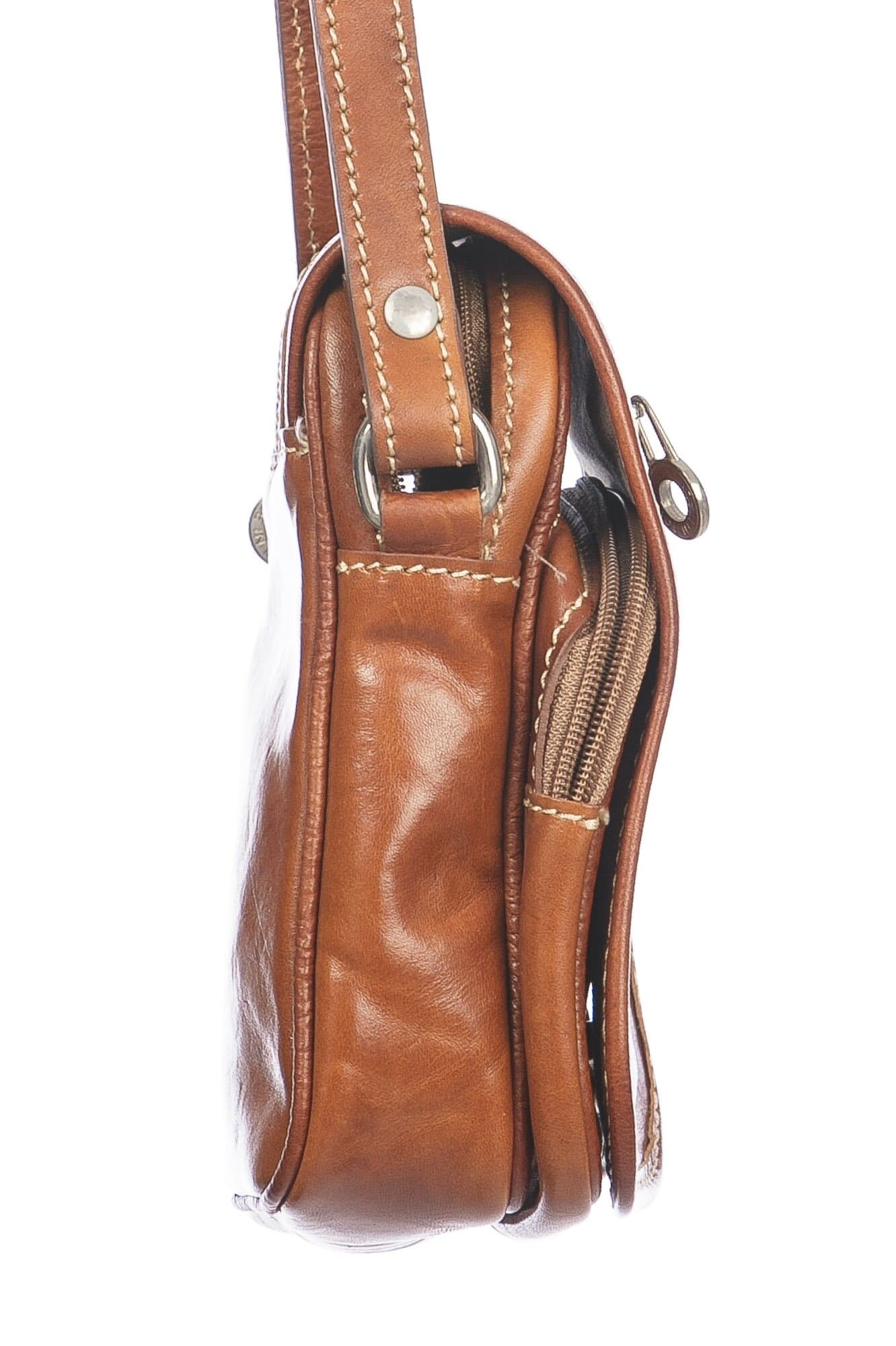 Borsa tracolla uomo in vera pelle morbida LORENZO, colore MIELE, MADE IN ITALY
