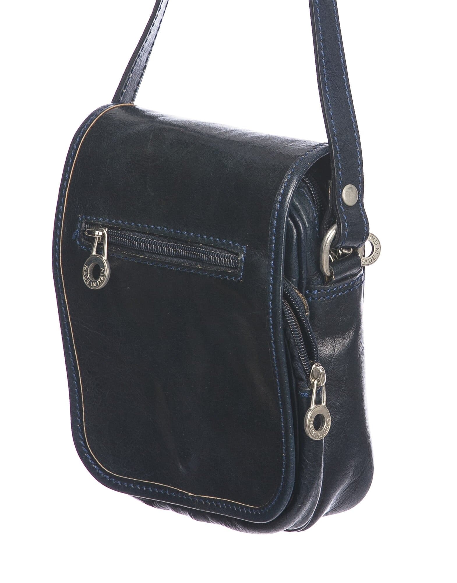 Borsa tracolla uomo in vera pelle morbida LORENZO, colore BLU, MADE IN ITALY