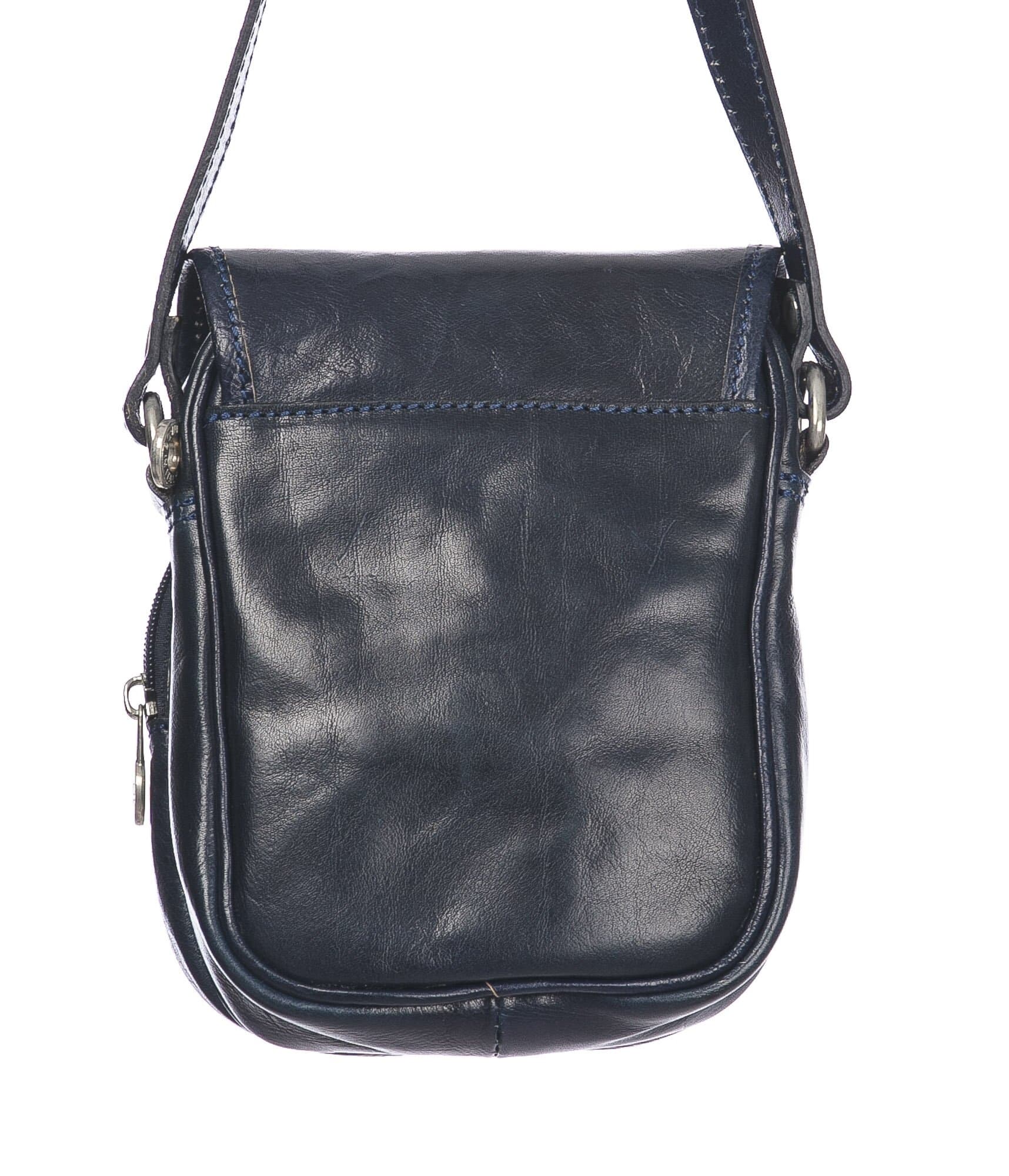 Borsa tracolla uomo in vera pelle morbida LORENZO, colore BLU, MADE IN ITALY