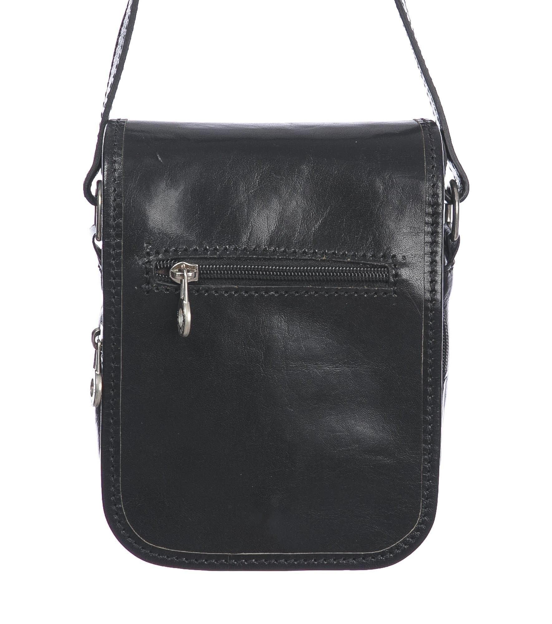 Borsa tracolla uomo in vera pelle morbida LORENZO, colore NERO, MADE IN ITALY