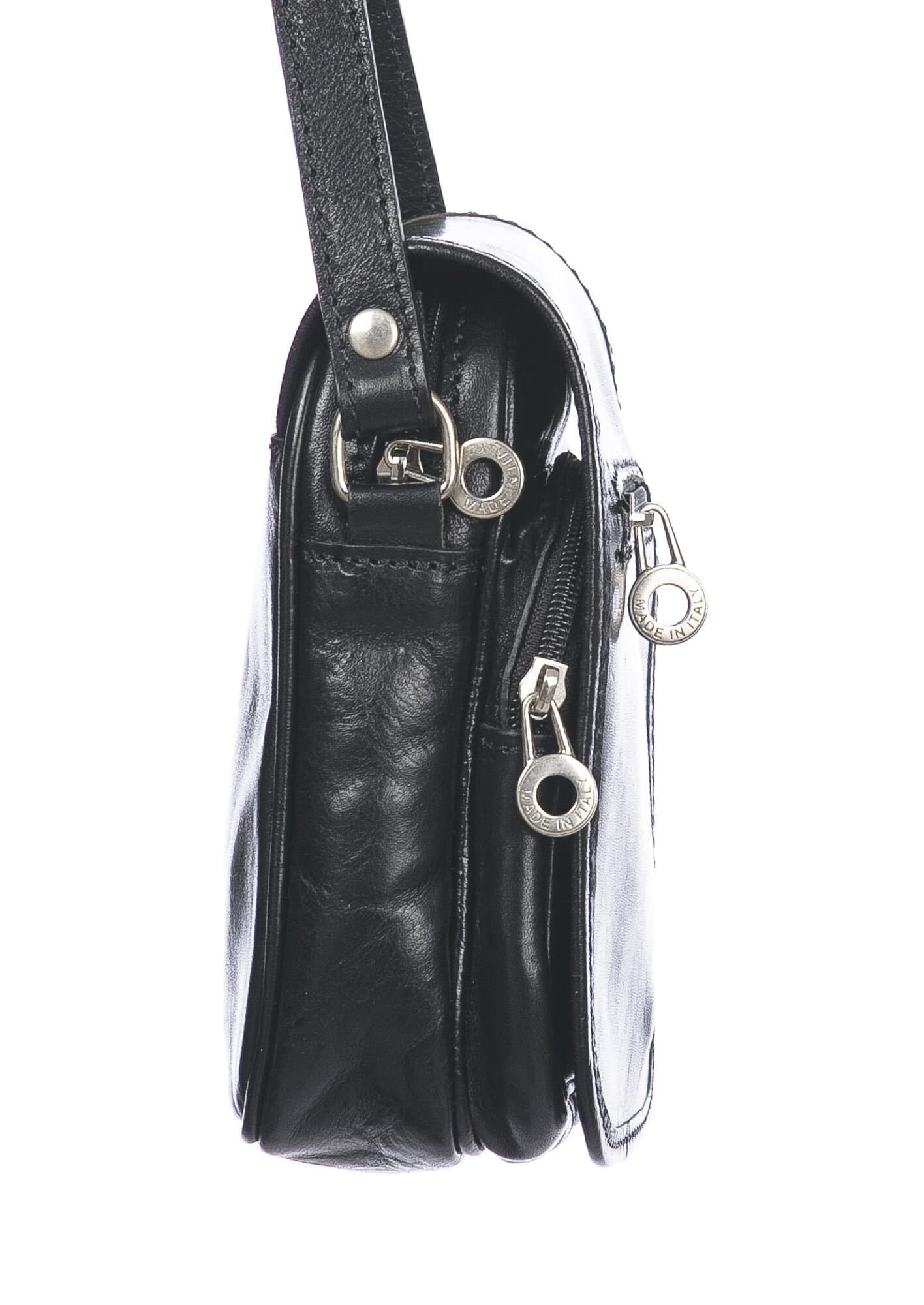 Borsa tracolla uomo in vera pelle morbida LORENZO, colore NERO, MADE IN ITALY