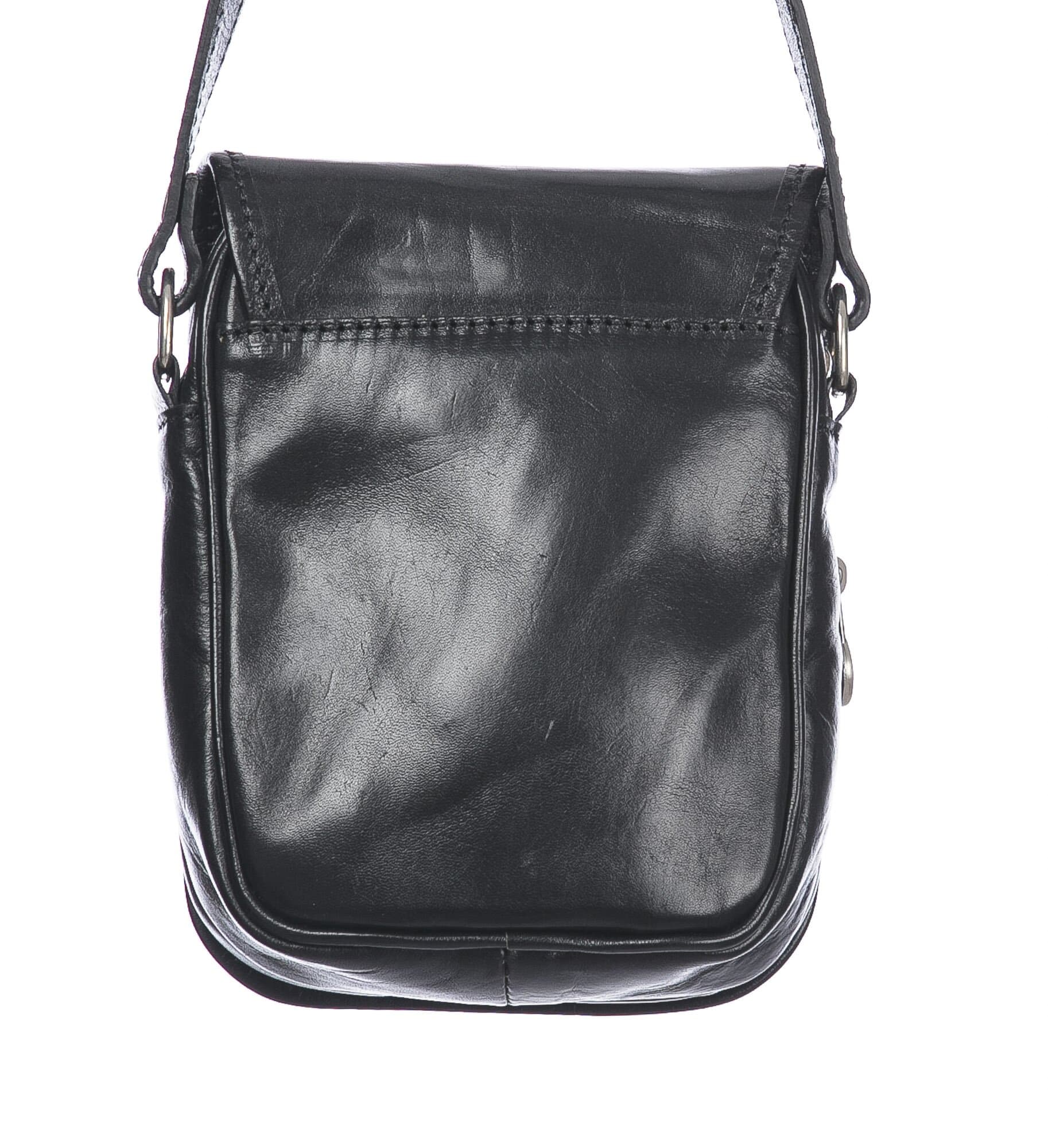 Borsa tracolla uomo in vera pelle morbida LORENZO, colore NERO, MADE IN ITALY