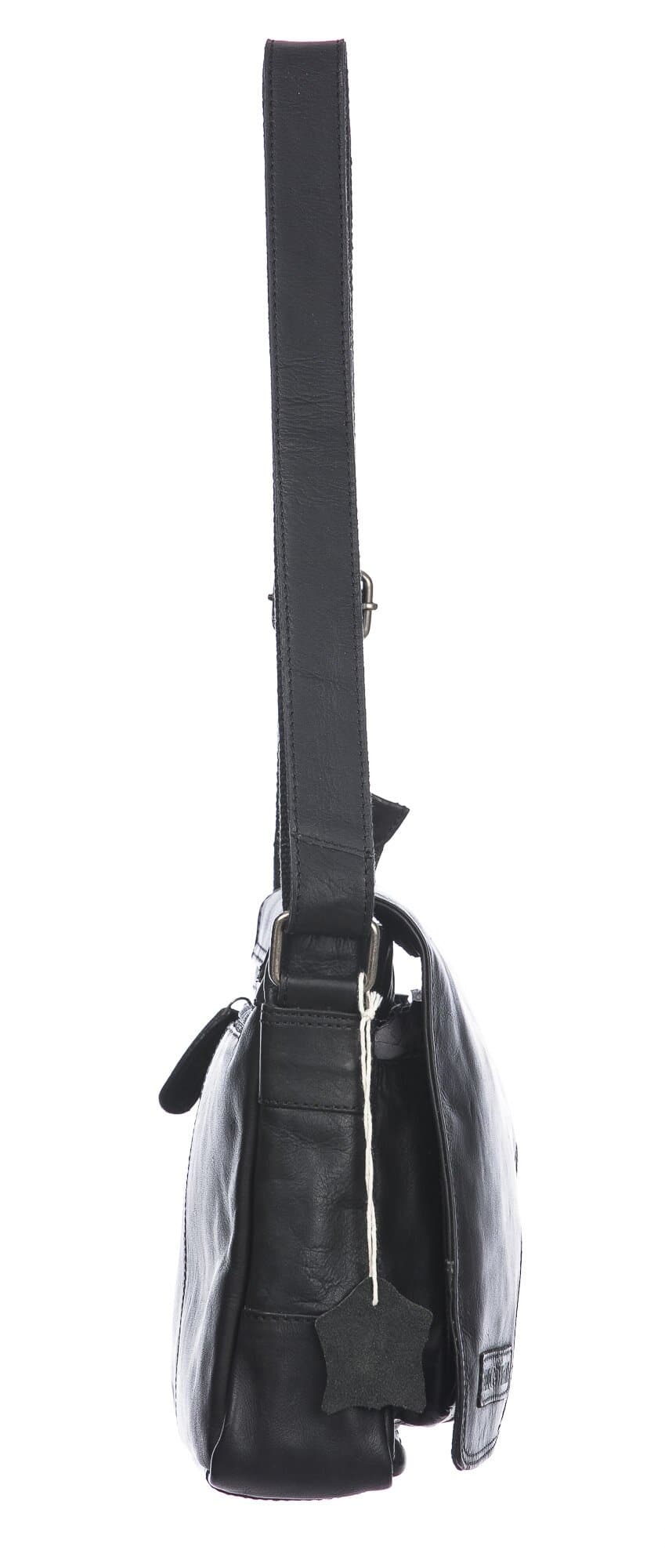 Borsa a tracolla da uomo in vera pelle TEODORO, colore NERO, CHIAROSCURO, MADE IN ITALY