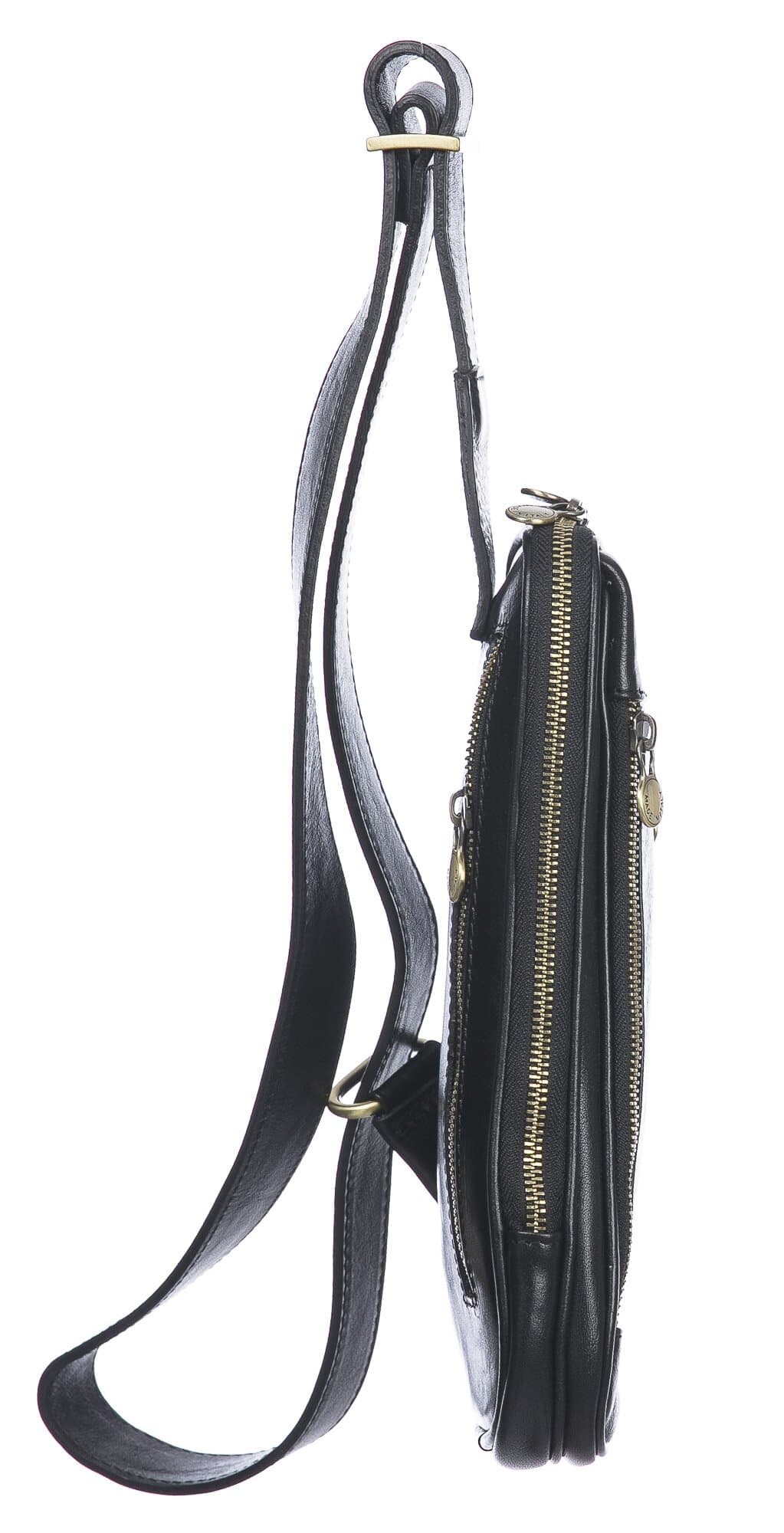 Tracolla uomo in vera pelle PAOLO, colore NERO, CHIAROSCURO, MADE IN ITALY