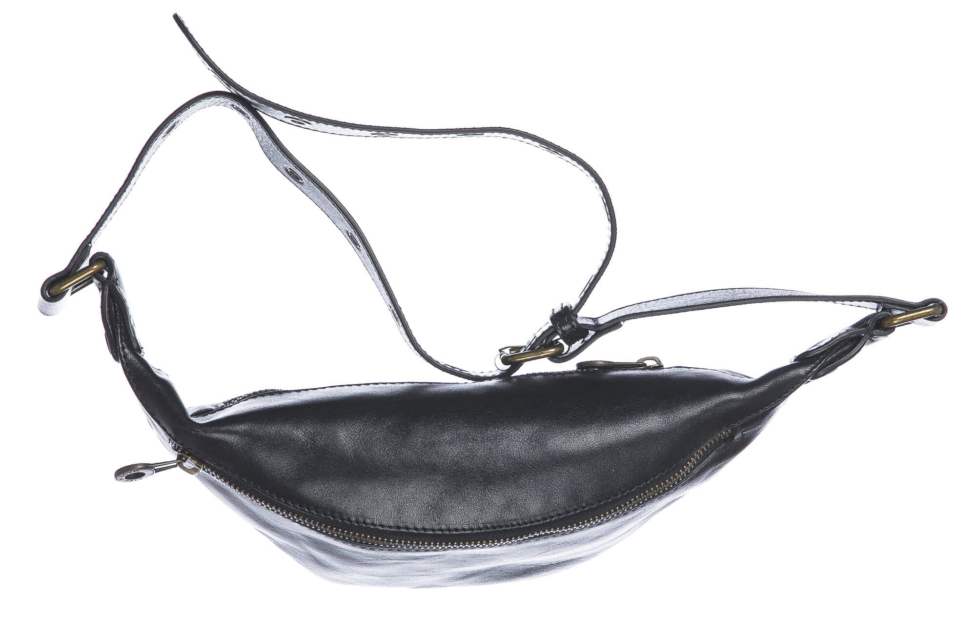 Marsupio da uomo in vera pelle primo fiore LUCIO, colore NERO, CHIAROSCURO, MADE IN ITALY