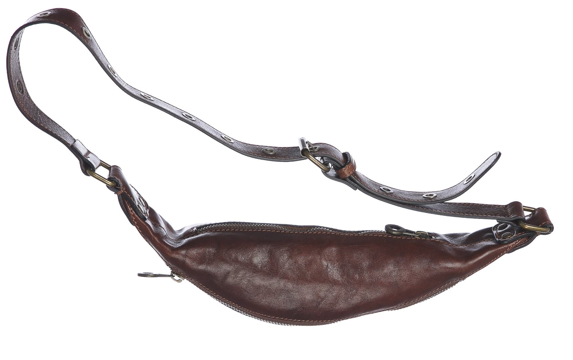Marsupio da uomo in vera pelle primo fiore LUCIO, colore MARRONE, CHIAROSCURO, MADE IN ITALY