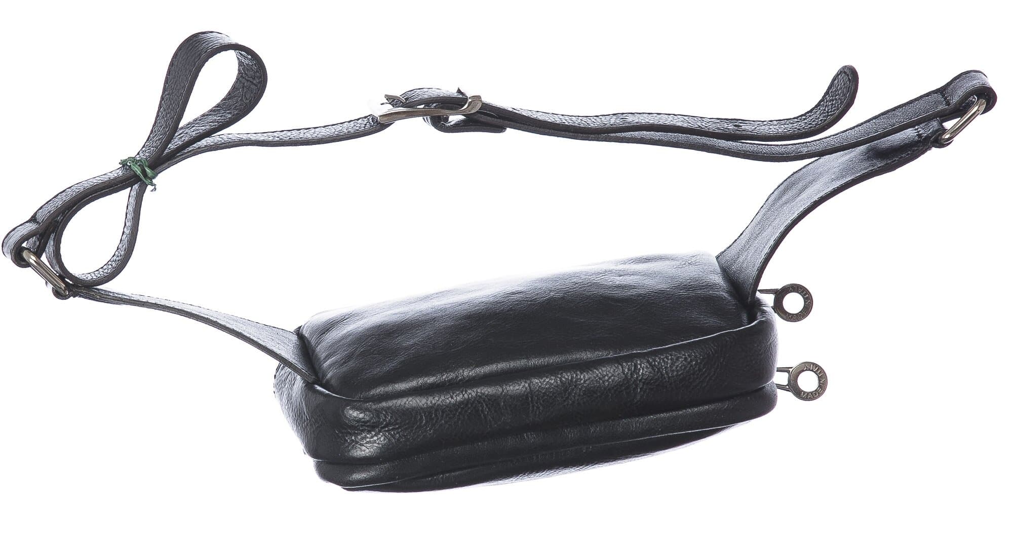 Marsupio da uomo in vera pelle primo fiore NICODEMO, colore NERO, CHIAROSCURO, MADE IN ITALY