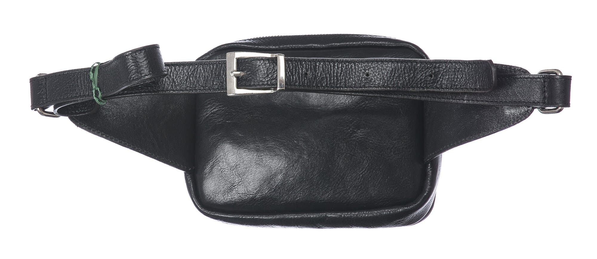 Marsupio da uomo in vera pelle primo fiore NICODEMO, colore NERO, CHIAROSCURO, MADE IN ITALY