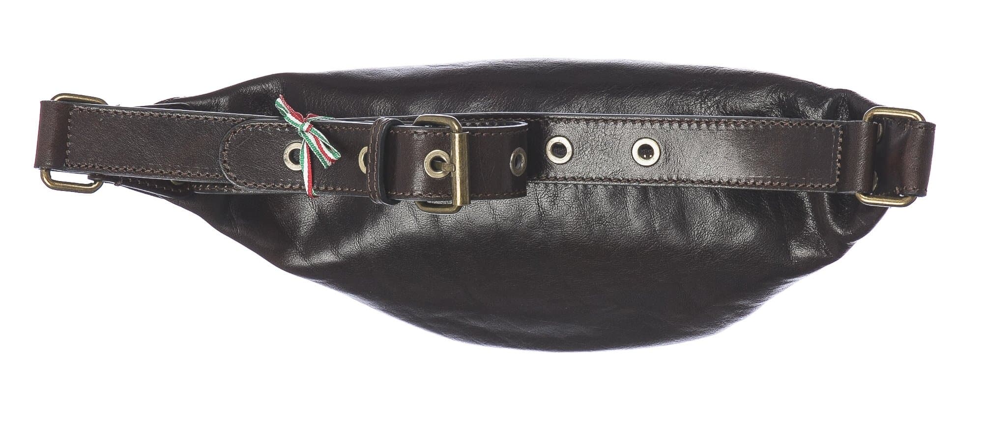 Marsupio da uomo in vera pelle primo fiore LUCIO, colore TESTA MORO, CHIAROSCURO, MADE IN ITALY