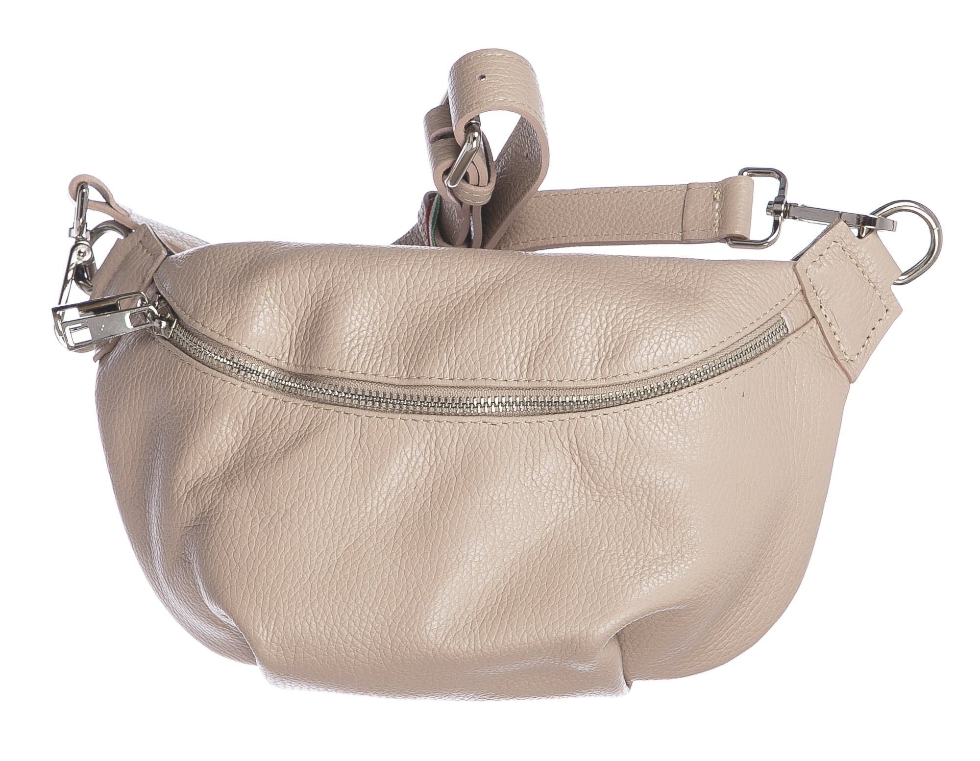 Marsupio da donna in vera pelle primo fiore GLORIA, colore CREMA, CHIARO SCURO, MADE IN ITALY