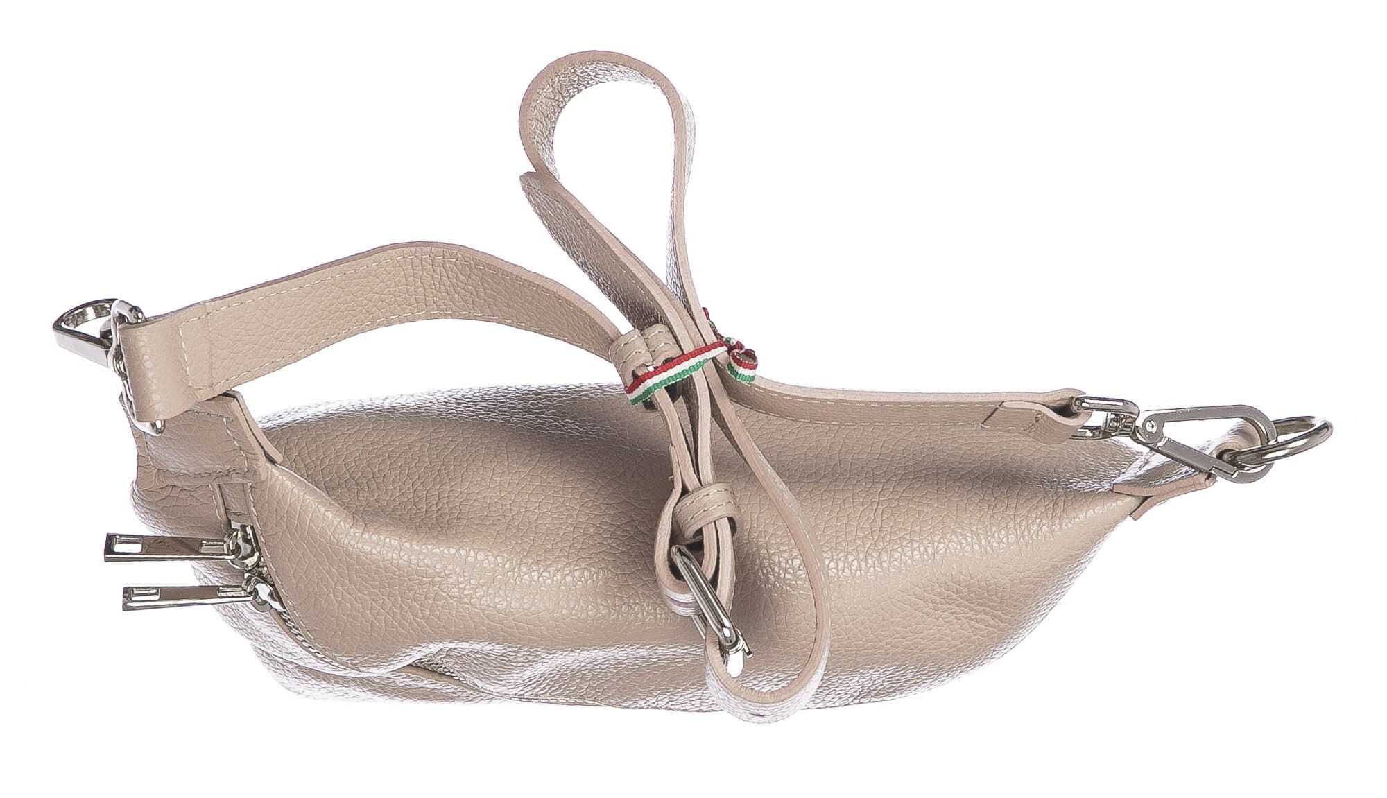 Marsupio da donna in vera pelle primo fiore GLORIA, colore CREMA, CHIARO SCURO, MADE IN ITALY