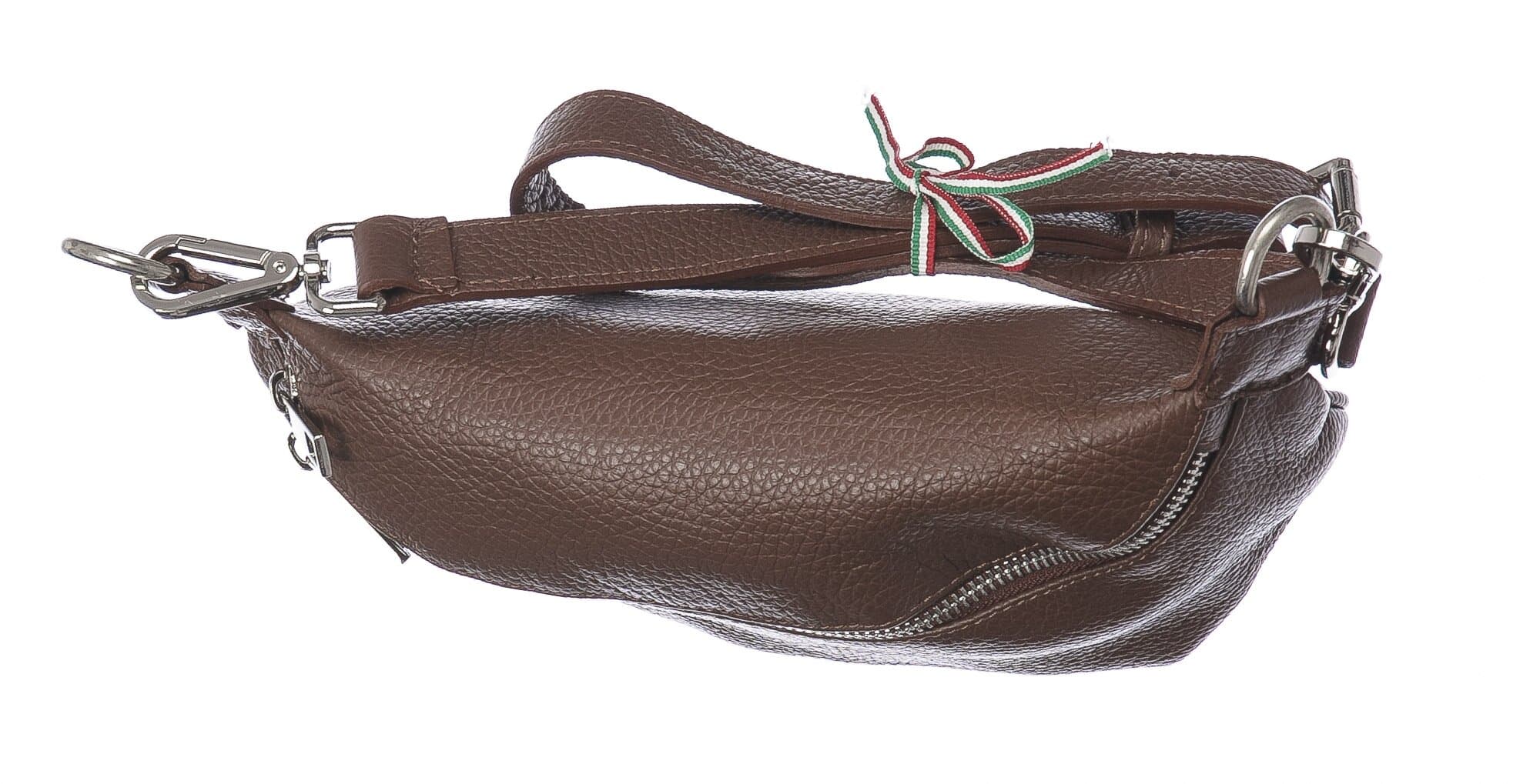 Marsupio da donna in vera pelle primo fiore GLORIA, colore MARRONE, CHIARO SCURO, MADE IN ITALY
